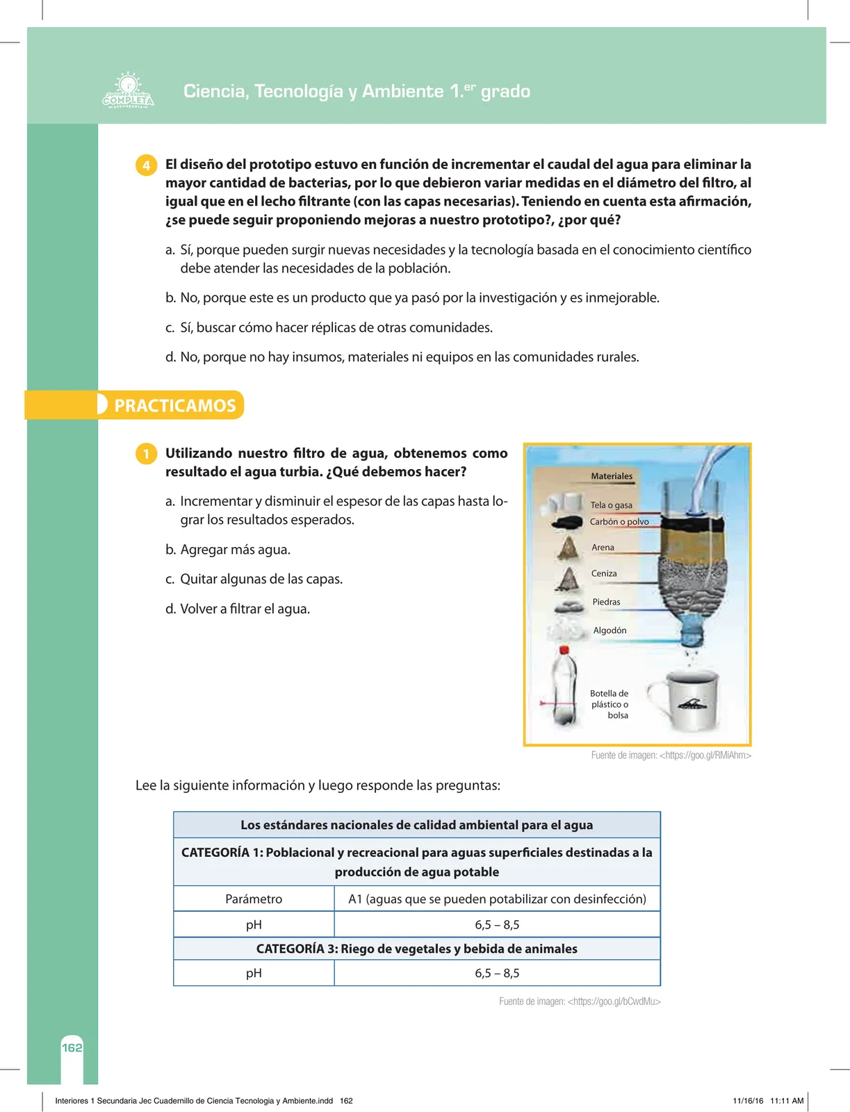 Página 162 de Ciencia, Tecnología y Ambiente 1. Cuaderno de reforzamiento pedagógico - JEC · 2016