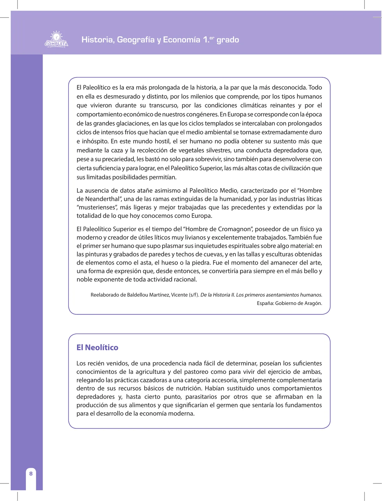 Página 8 de Historia, Geografía y Economía 1 : cuaderno de reforzamiento pedagógico - JEC · 2016