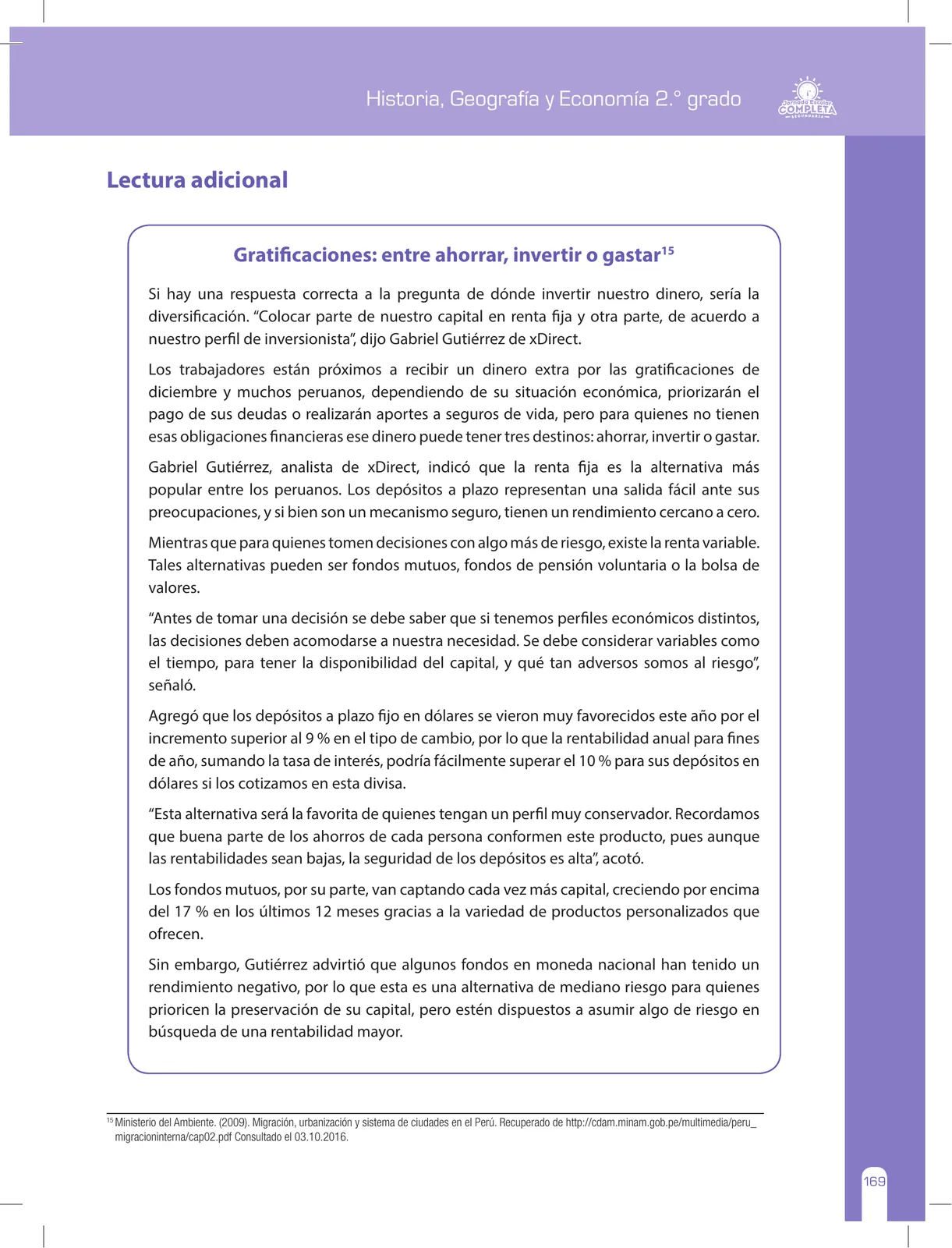Página 169 de Historia, Geografía y Economía 2 : cuaderno de reforzamiento pedagógico - JEC ﻿ · 2016