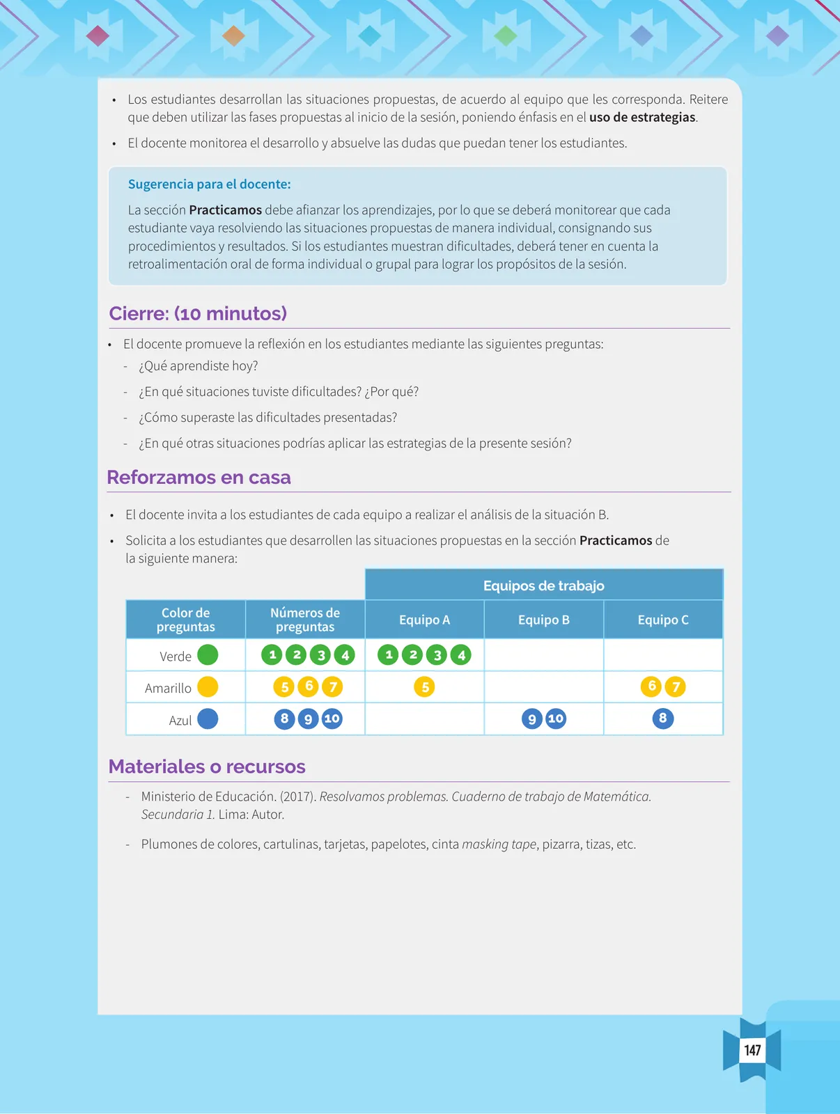 Miniatura página 149 de Resolvamos problemas 1 : manual para el docente 2018 · 2018