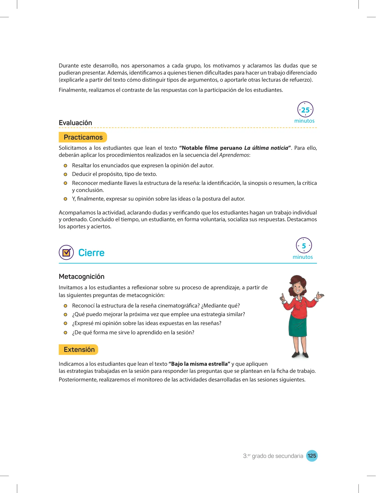 Miniatura página 127 de Comprensión lectora 3 : manual para el docente de tercer grado de Secundaria · 2017