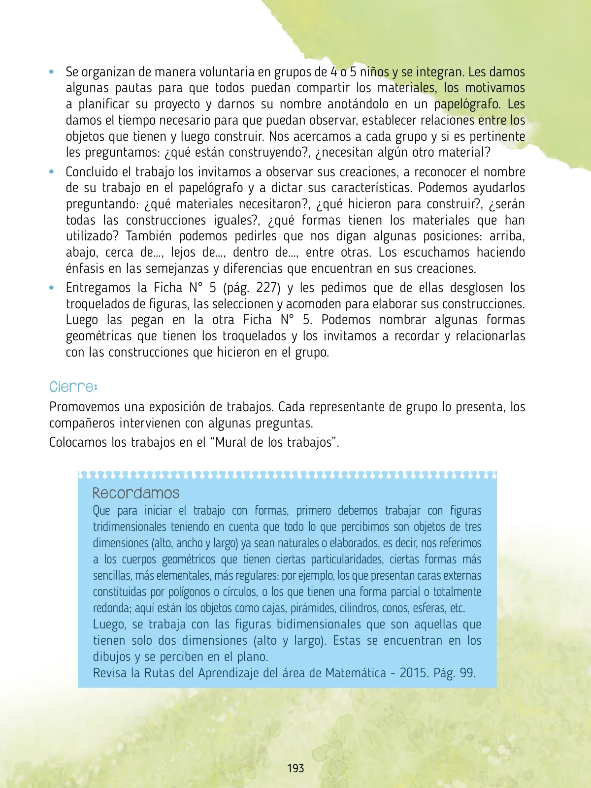Página 195 de Agenda pedagógica 2017-2018 para docentes de II Ciclo de Instituciones de nivel de Educación Inicial · 2017