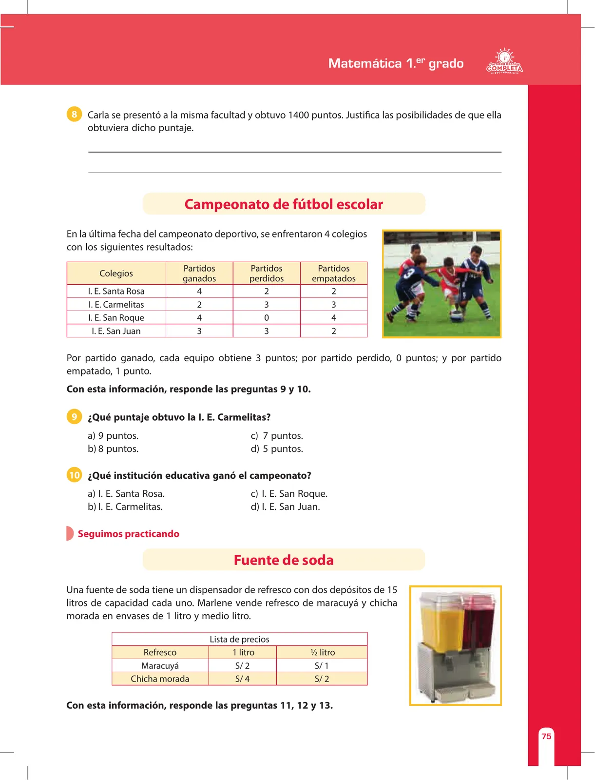 Miniatura página 75 de Matemática 1 : cuaderno de reforzamiento pedagógico - JEC · 2016