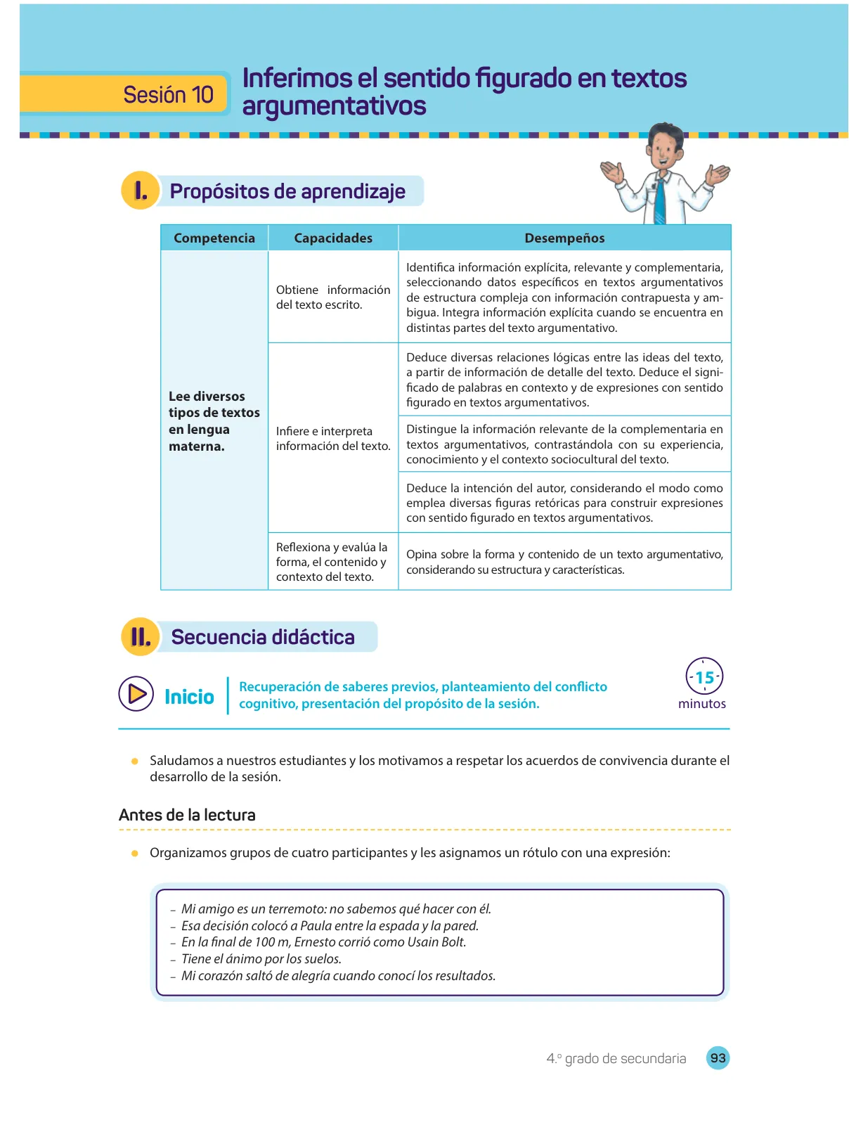 Página 95 de Comprensión lectora : manual para el docente de cuarto grado de Secundaria 2018 · 2018