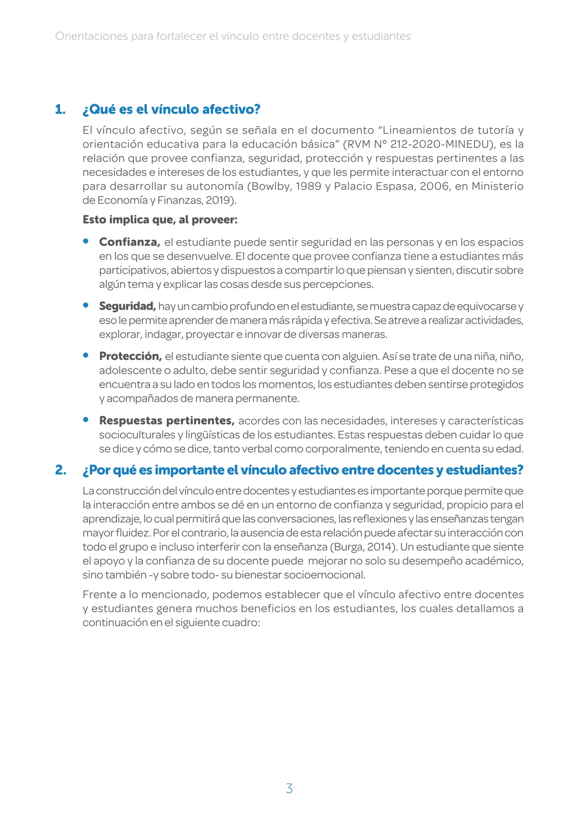 Miniatura página 3 de Orientaciones para fortalecer el vínculo entre docentes y estudiantes : dirigido al director y al Comité de Gestión del Bienestar · 2025