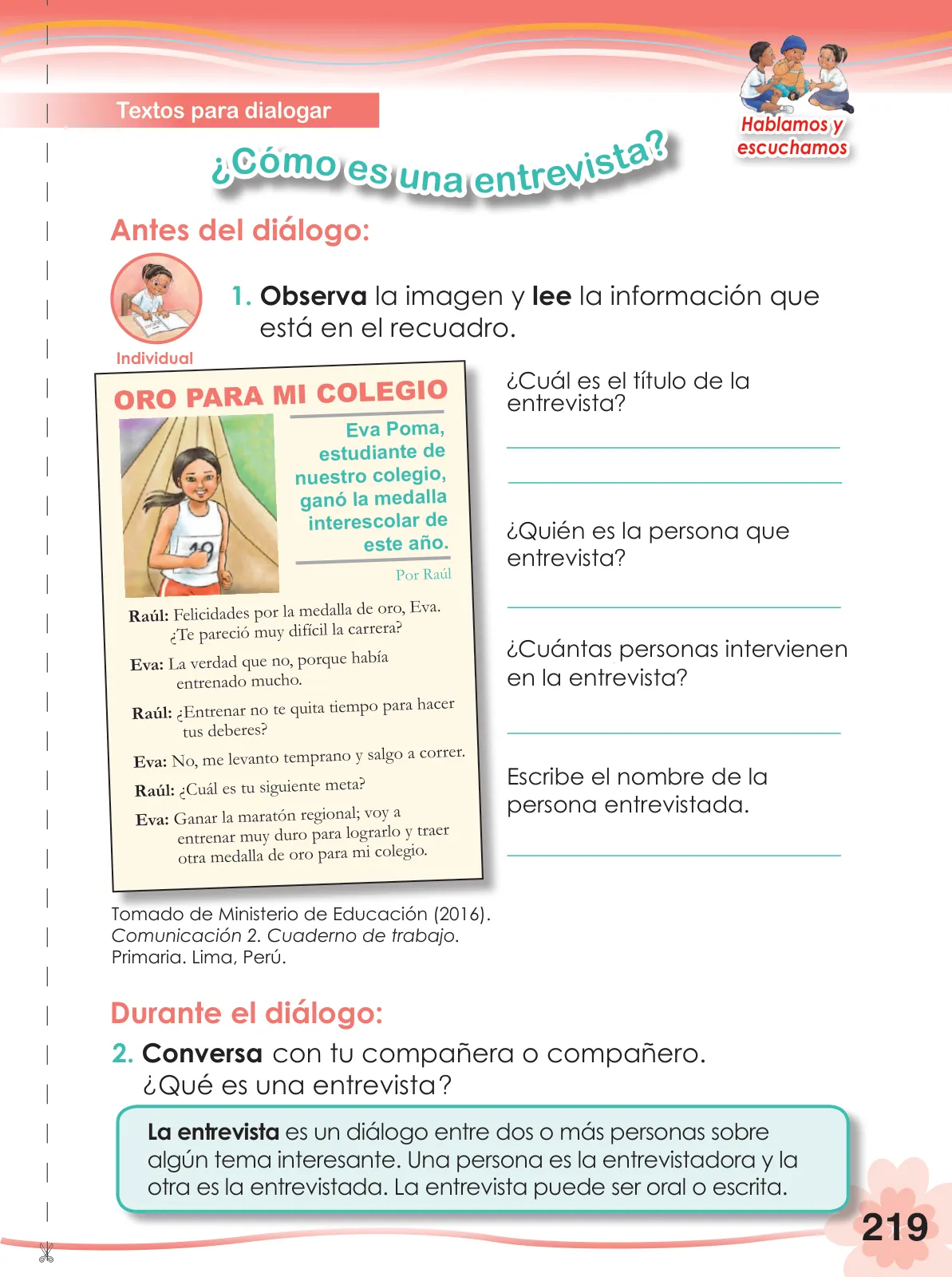 Miniatura página 221 de Comunicación 2 : cuaderno de trabajo para segundo grado de Educación Primaria 2019 · 2019