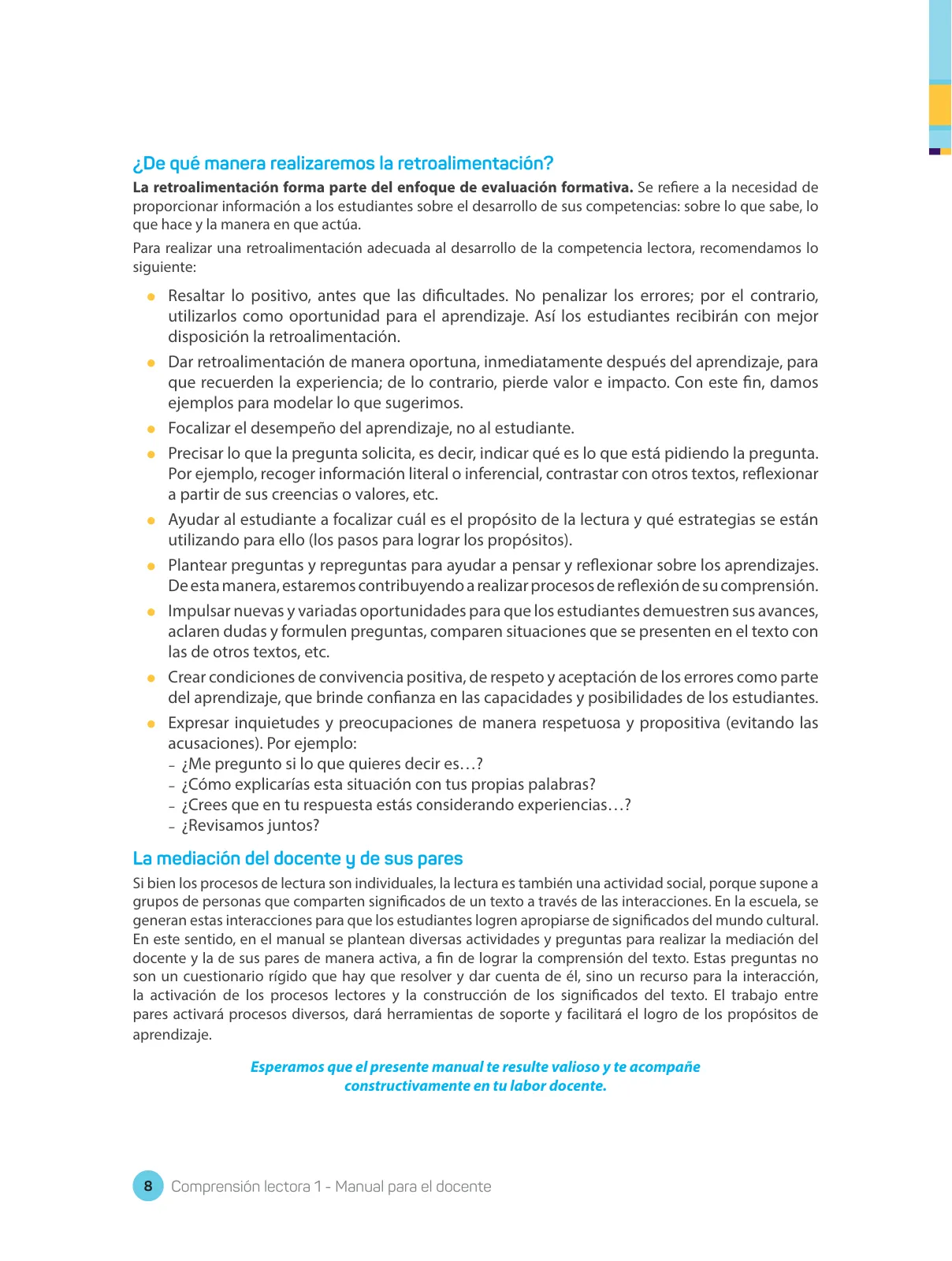 Página 10 de Comprensión lectora : manual para el docente de primer grado de Secundaria 2018 · 2018