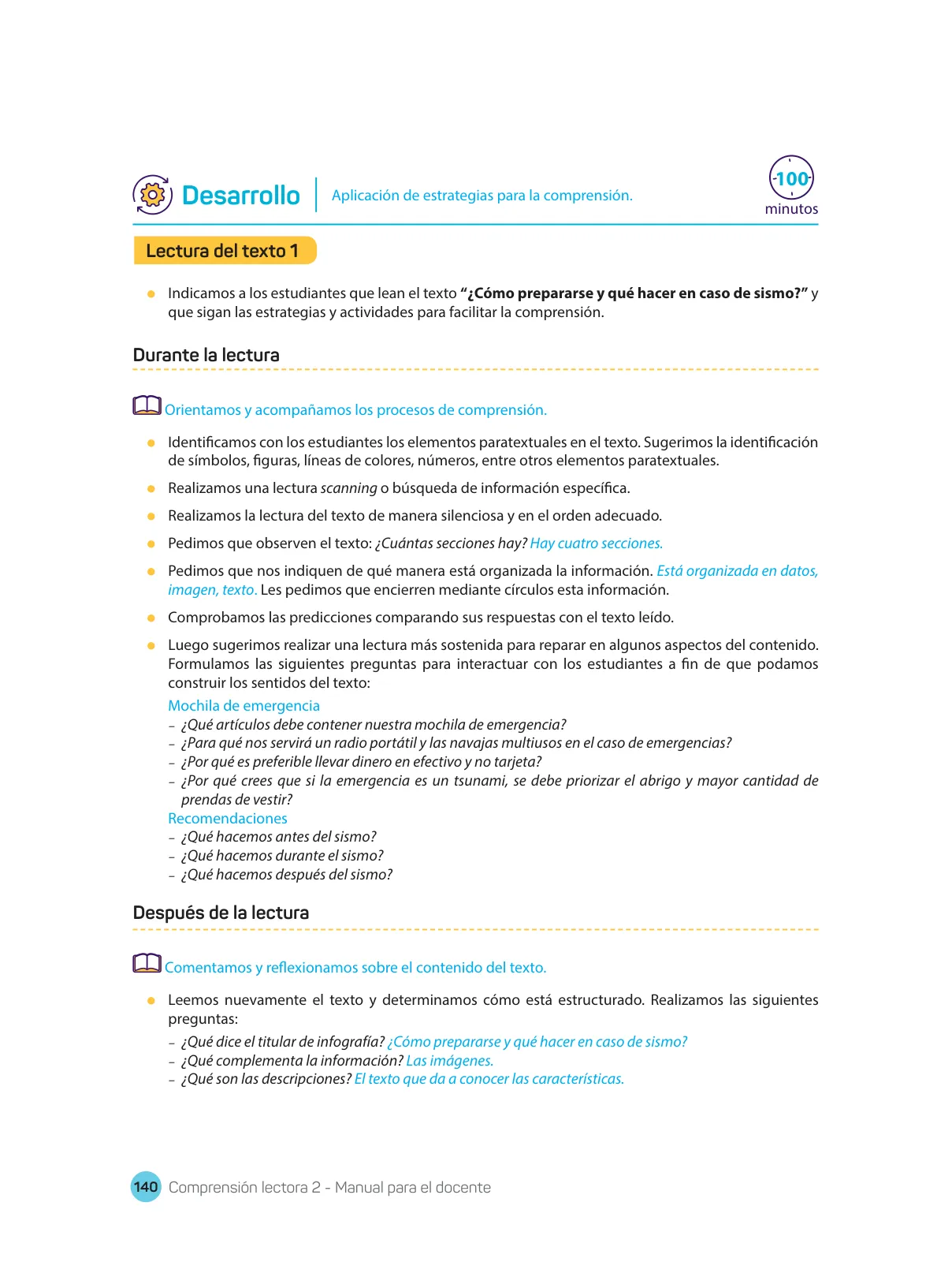 Página 142 de Comprensión lectora : manual para el docente de segundo grado de Secundaria 2018 · 2018
