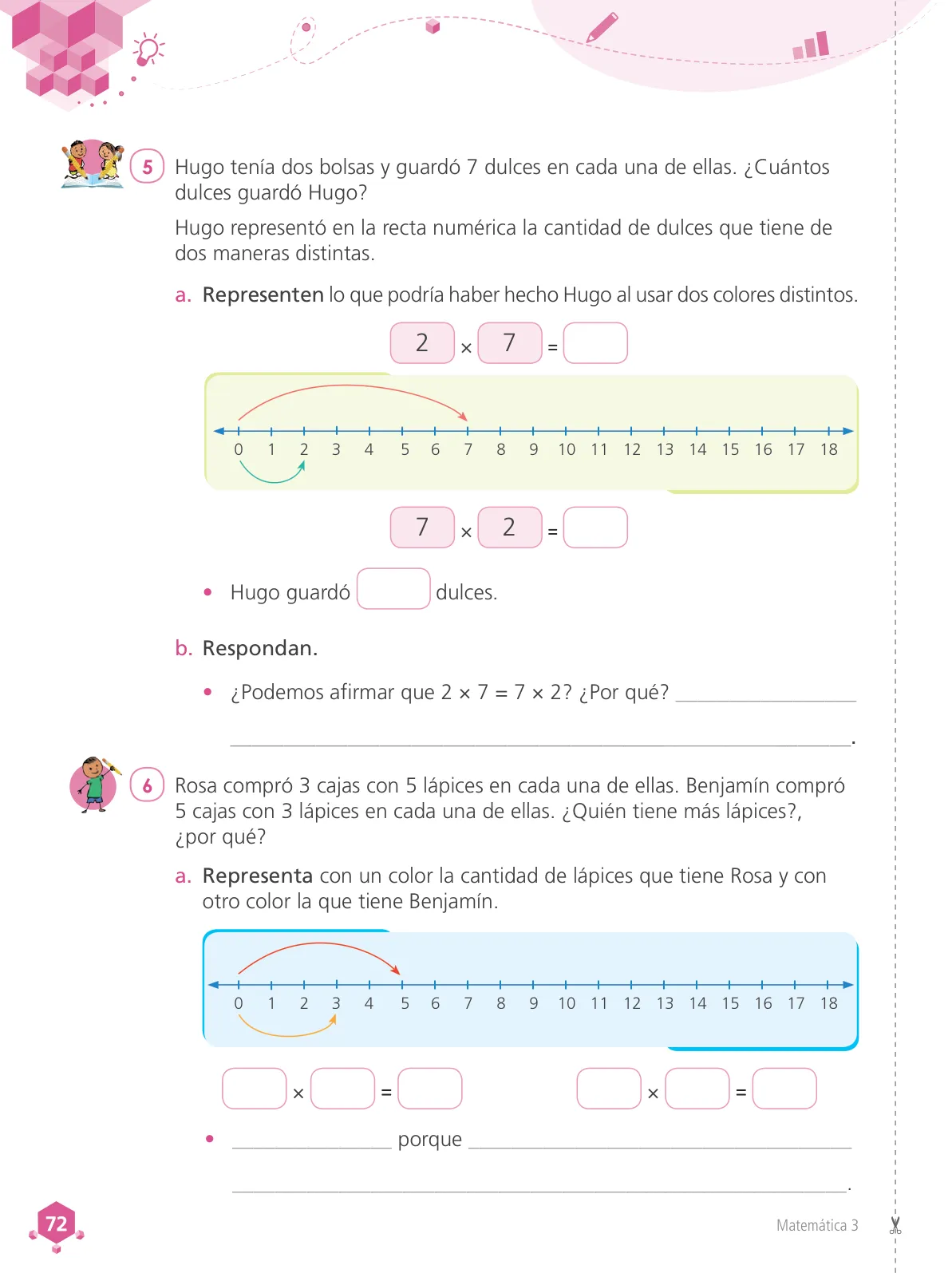Página 74 de Matemática 3 : cuaderno de trabajo para tercer grado de Educación Primaria 2019 · 2019