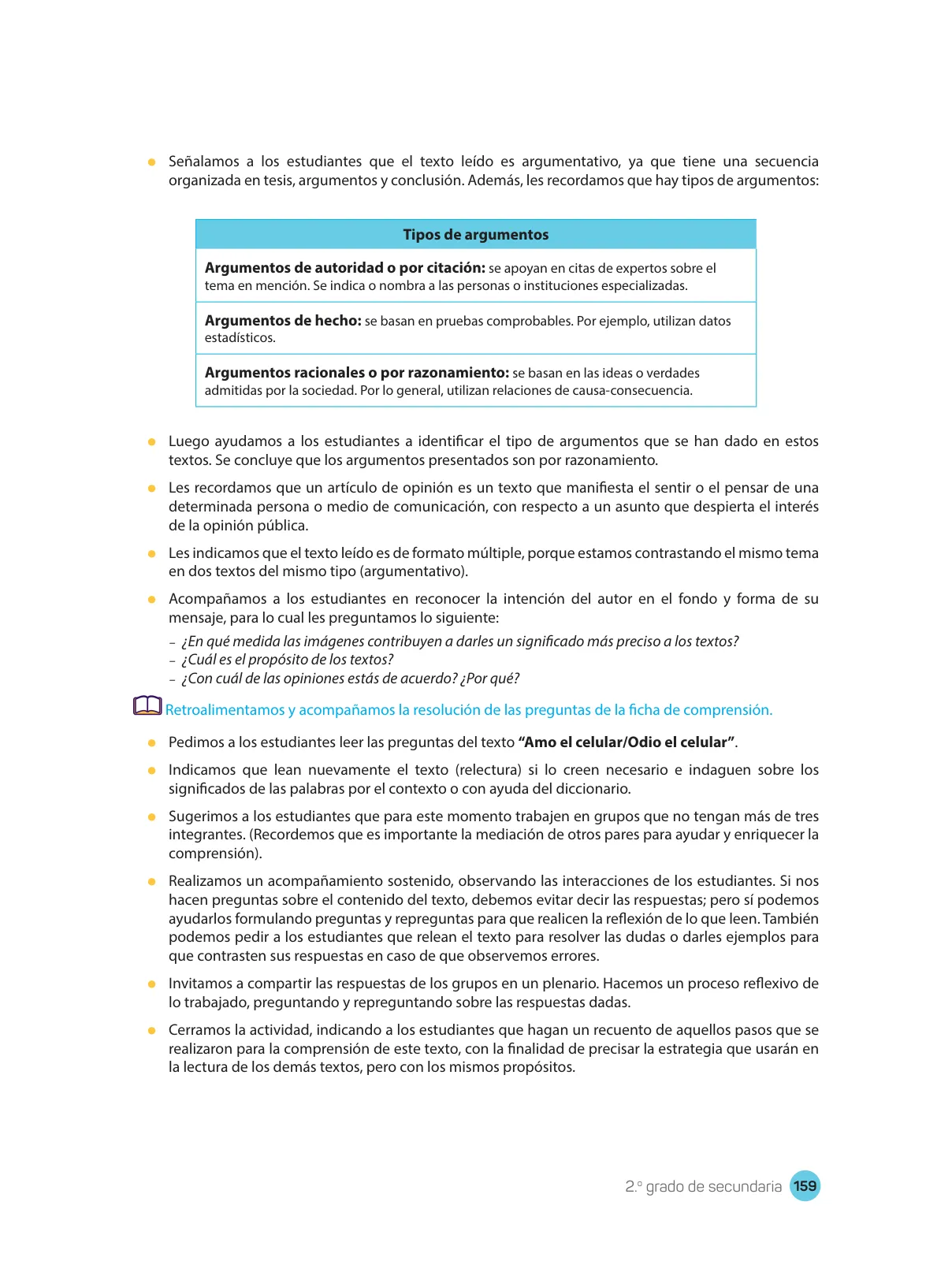 Página 161 de Comprensión lectora : manual para el docente de segundo grado de Secundaria 2018 · 2018