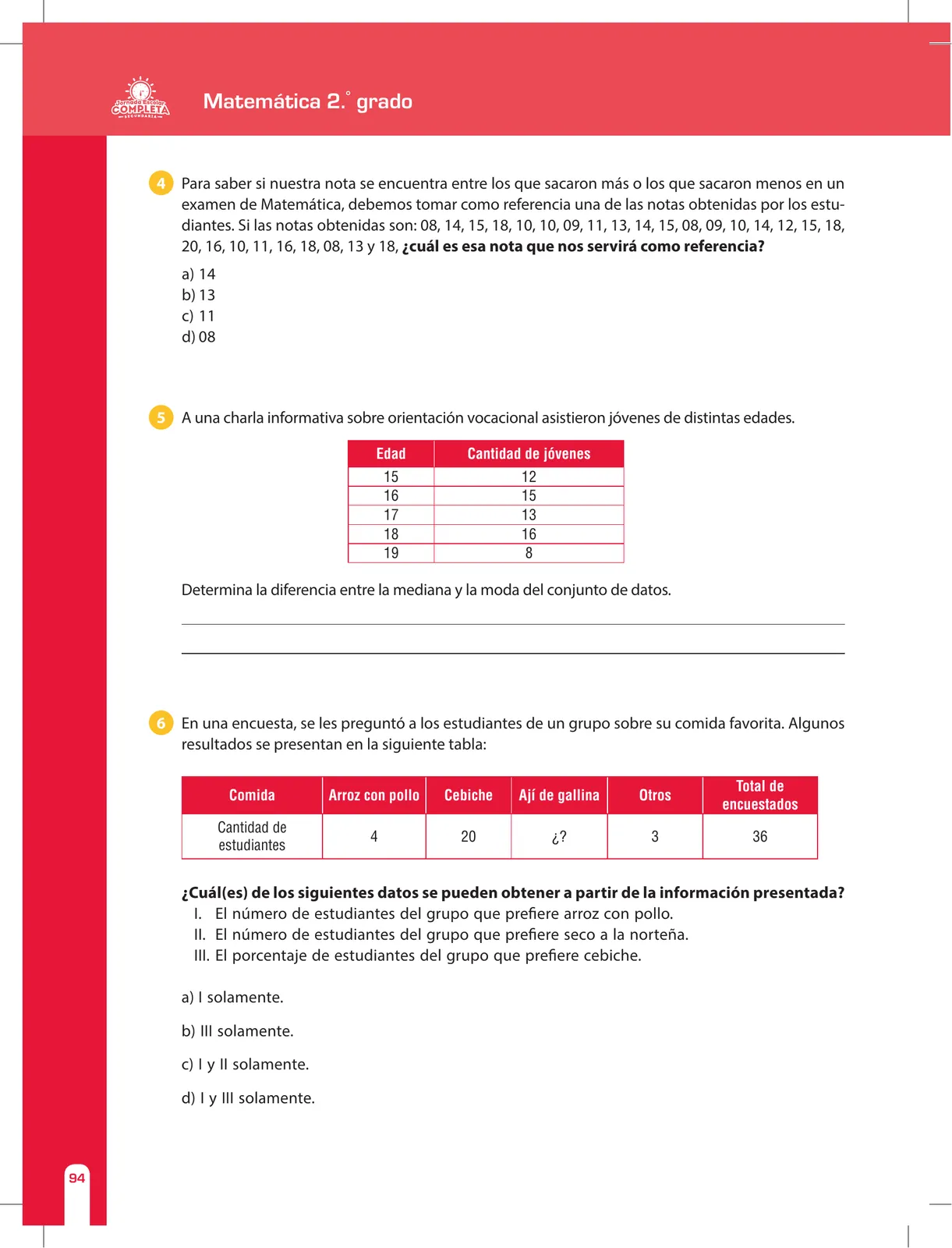 Miniatura página 94 de Matemática 2 : cuaderno de reforzamiento pedagógico - JEC · 2016