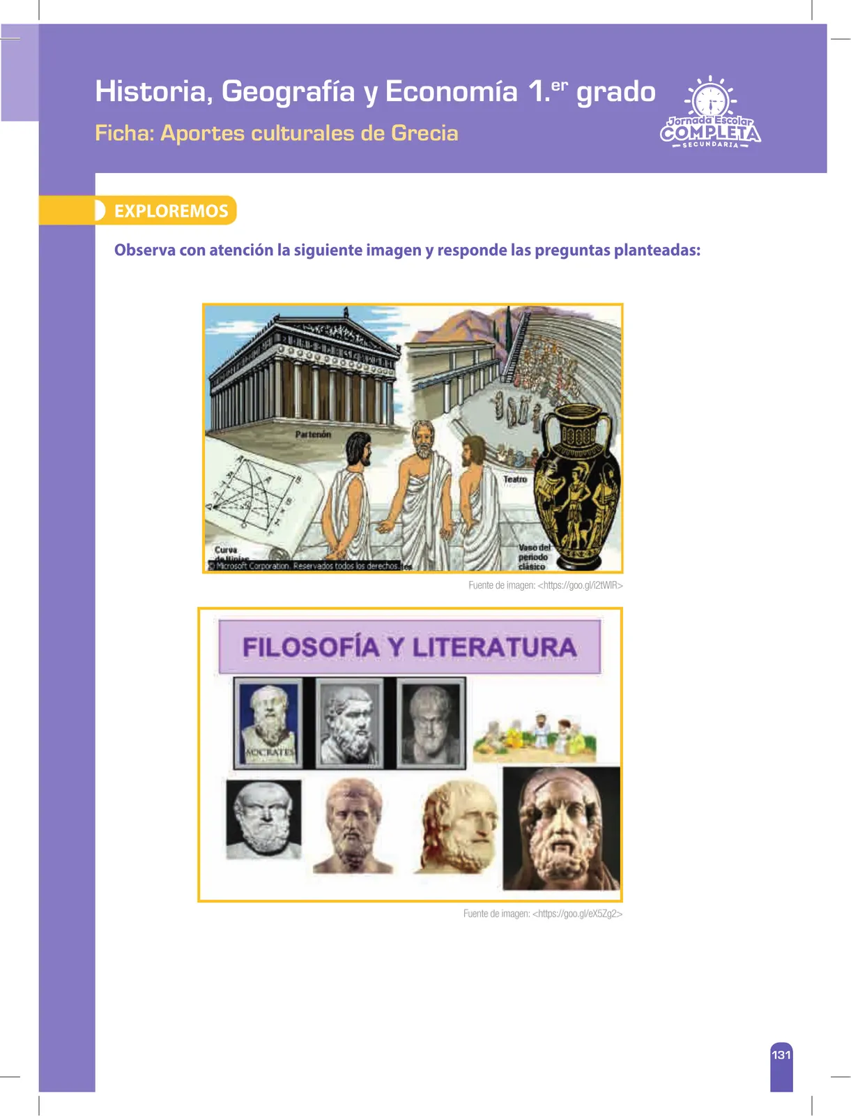 Miniatura página 131 de Historia, Geografía y Economía 1 : cuaderno de reforzamiento pedagógico - JEC · 2016