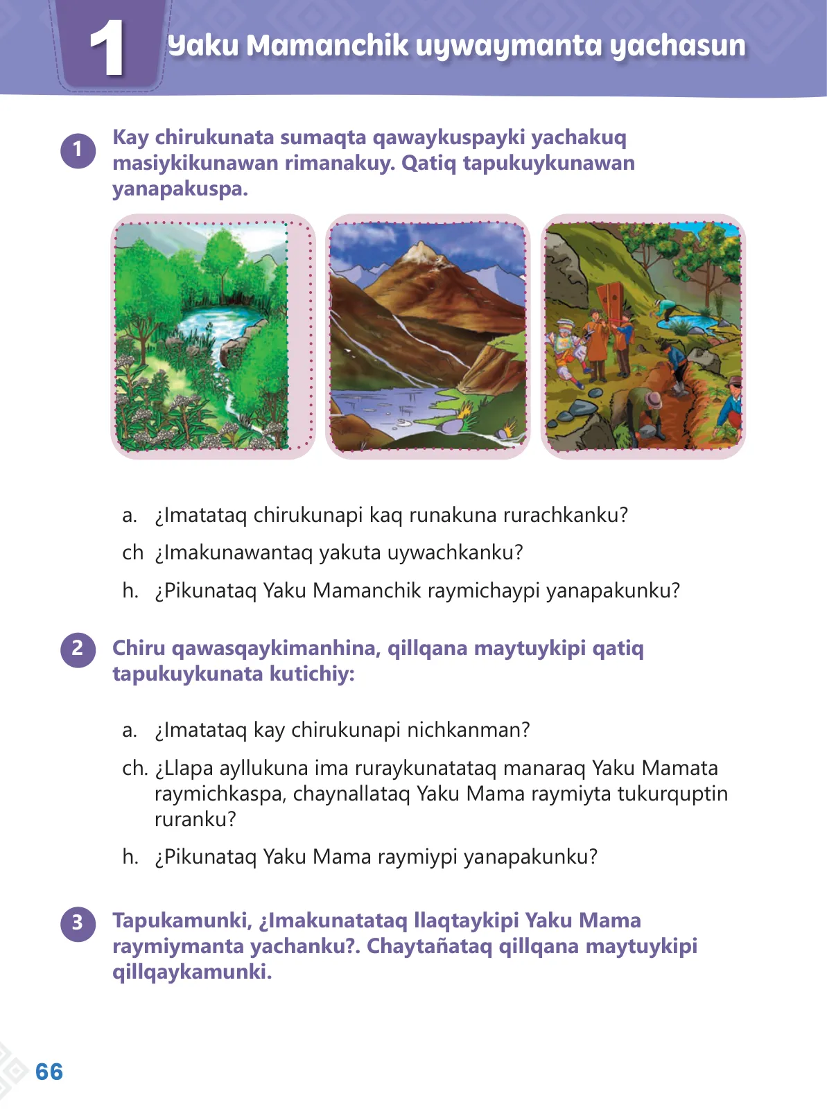 Miniatura página 68 de Ñawinchana Maytu 3 Quechua - Chanka. Texto de Comunicación del 3 ° Primaria - Quechua Chanka · 2023