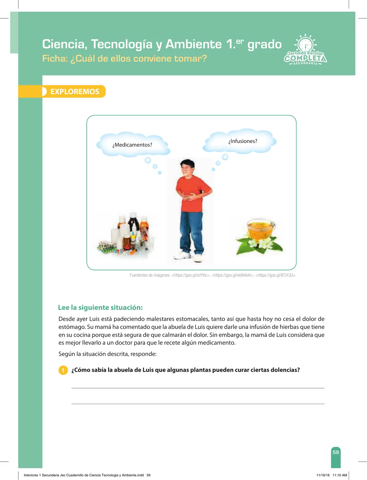 Miniatura página 59 de Ciencia, Tecnología y Ambiente 1. Cuaderno de reforzamiento pedagógico - JEC · 2016