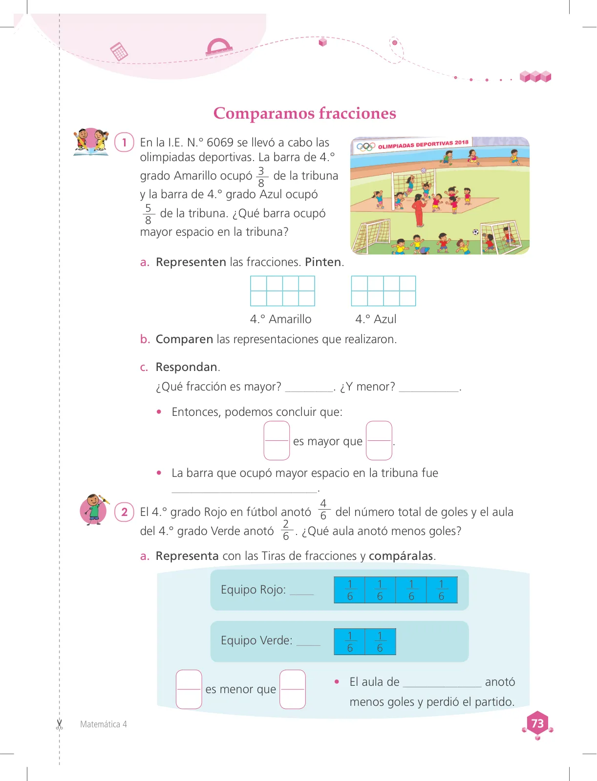 Página 73 de Matemática 4 : cuaderno de trabajo para cuarto grado de Educación Primaria 2018 · 2018