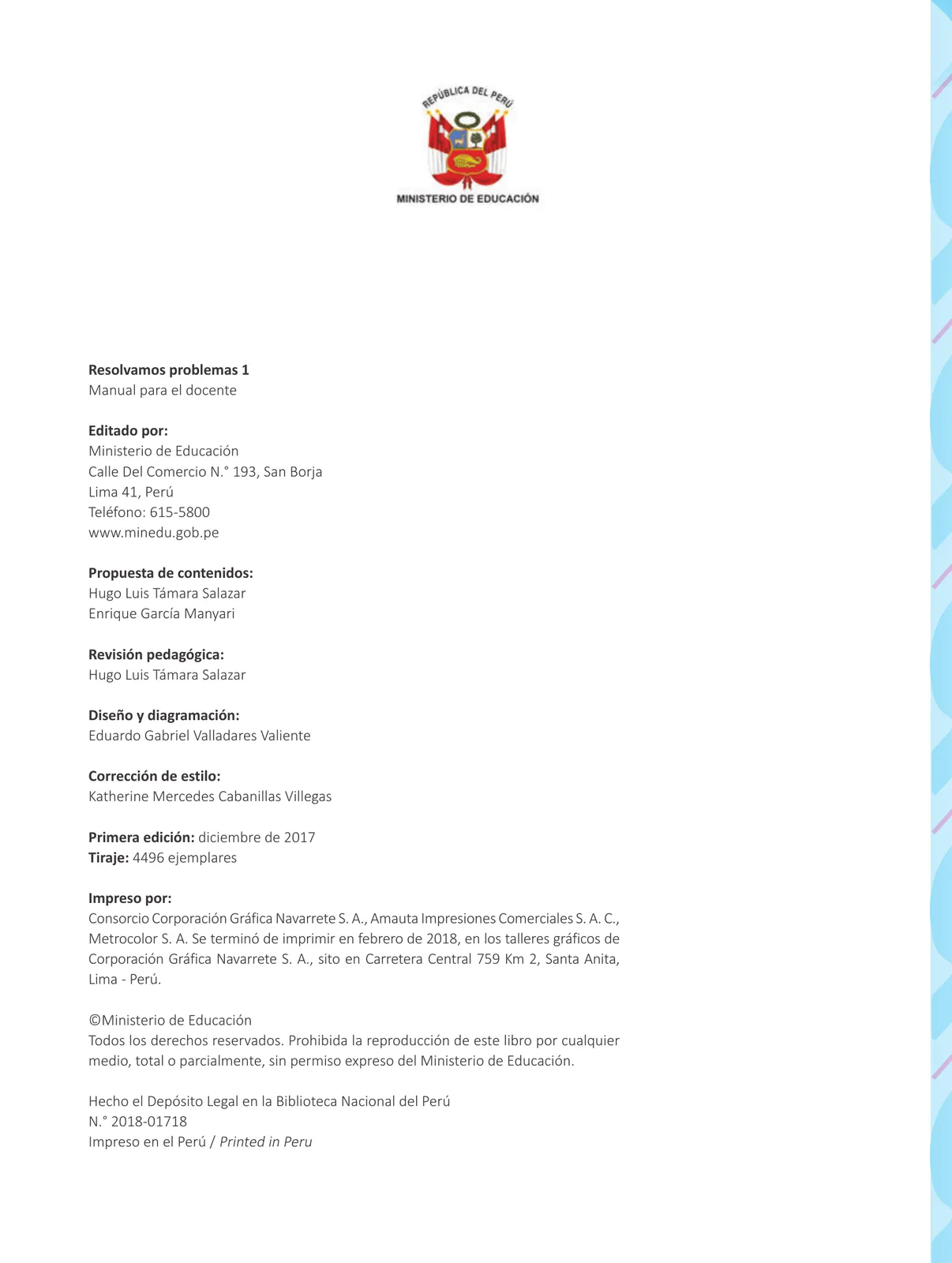 Miniatura página 4 de Resolvamos problemas 1 : manual para el docente 2018 · 2018