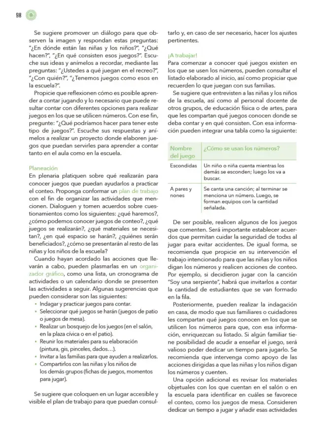 Página 99 de Modalidades de trabajo para la acción transformadora y el codiseño Libro de Educación Preescolar Grado 1°, 2°, 3° Ciclo Escolar 2025 - 2026