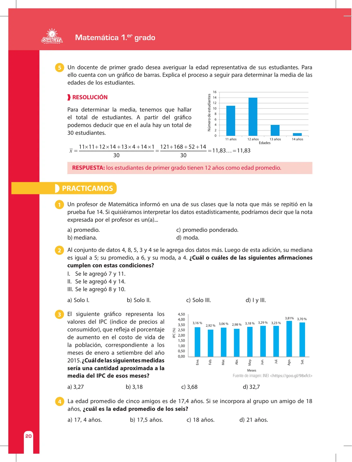Página 20 de Matemática 1 : cuaderno de reforzamiento pedagógico - JEC · 2016