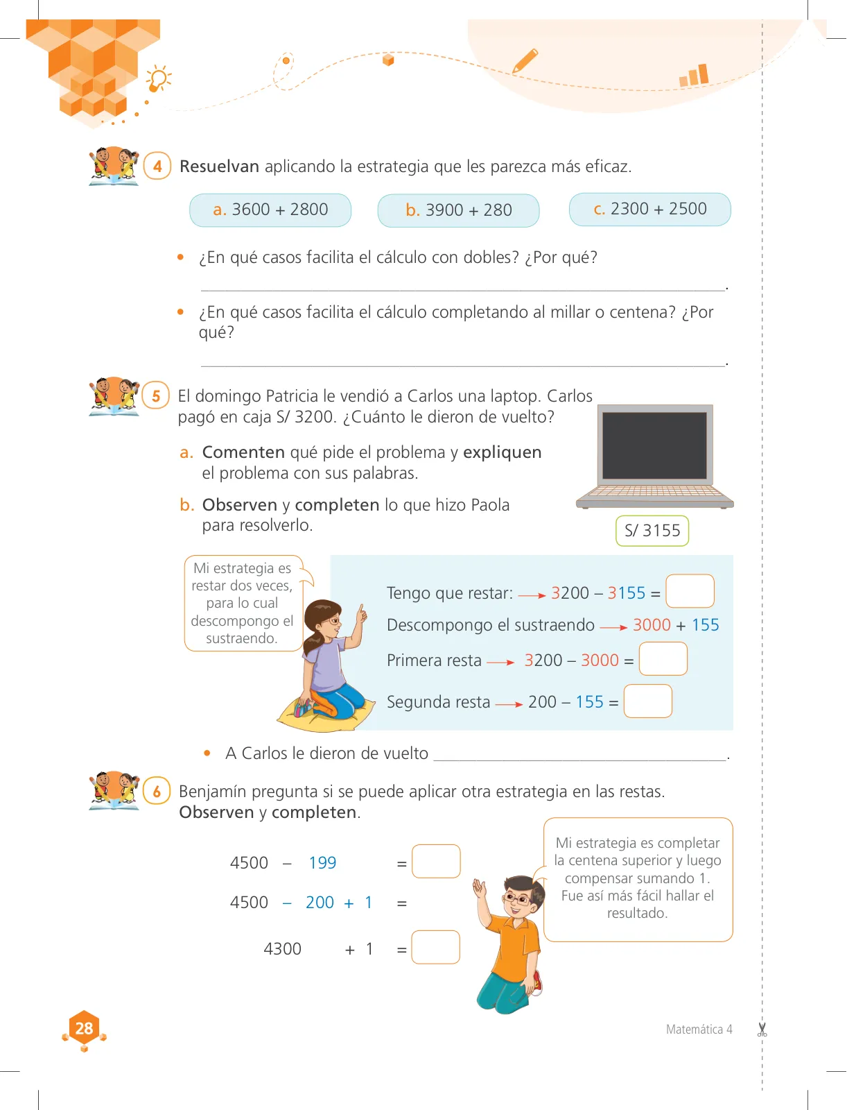 Miniatura página 28 de Matemática 4 : cuaderno de trabajo para cuarto grado de Educación Primaria 2018 · 2018