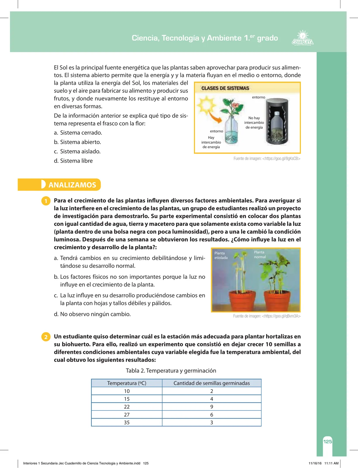 Página 125 de Ciencia, Tecnología y Ambiente 1. Cuaderno de reforzamiento pedagógico - JEC · 2016