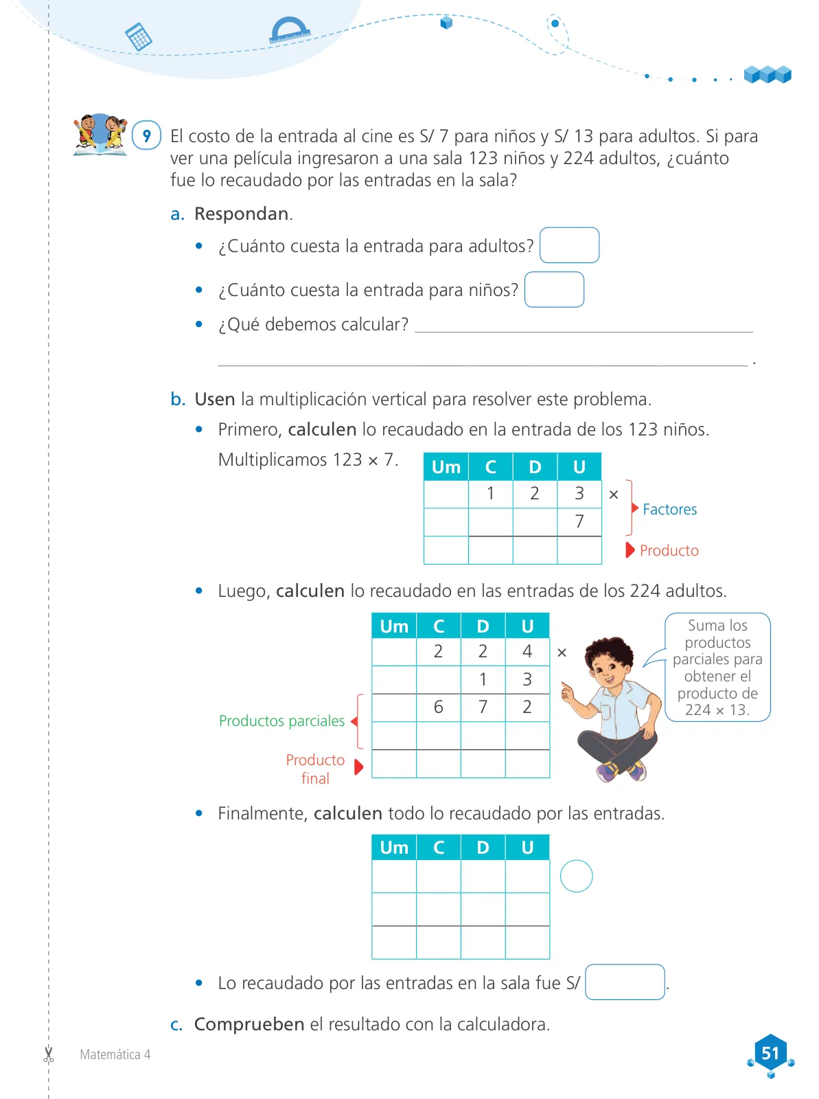 Miniatura página 53 de Matemática 4 : cuaderno de trabajo para cuarto grado de Educación Primaria 2019 · 2019