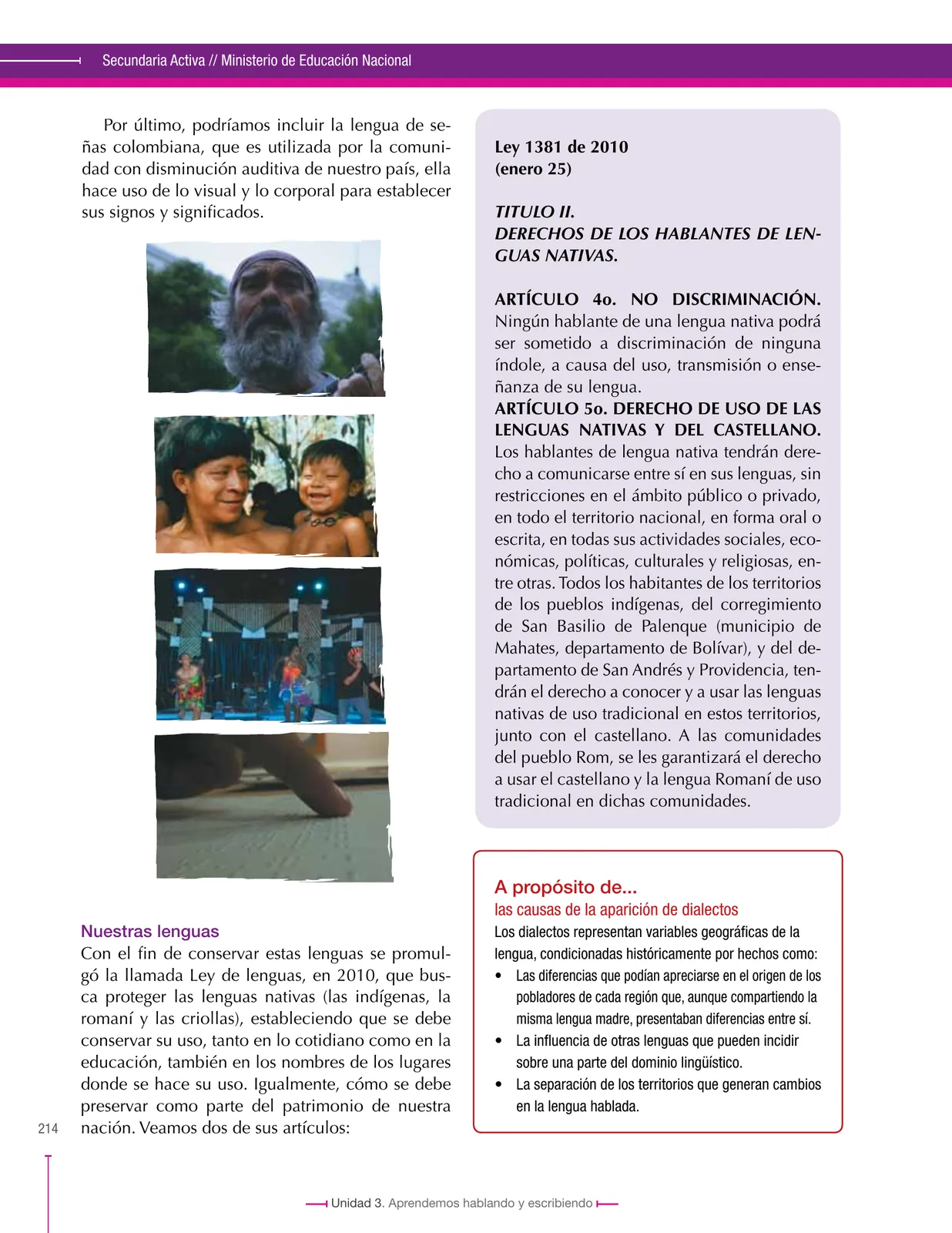 Página 214 de Lenguaje 9° · Secundaria Activa
