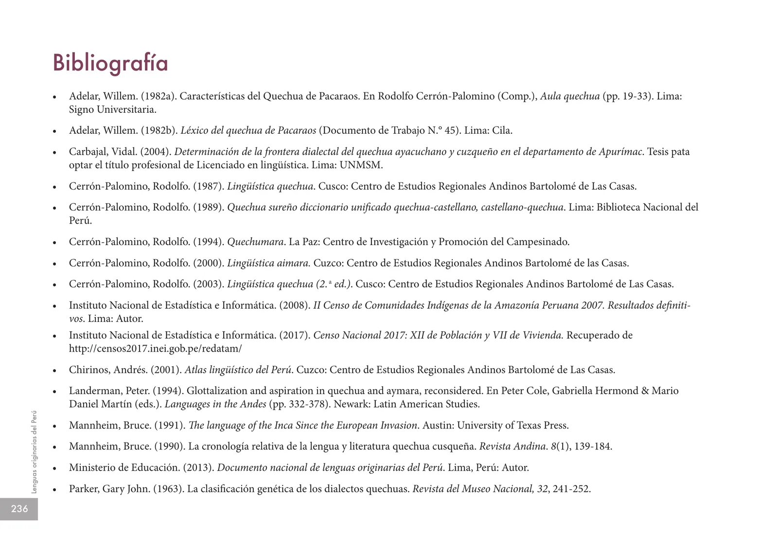 Miniatura página 238 de Lenguas originarias del Perú · 2018
