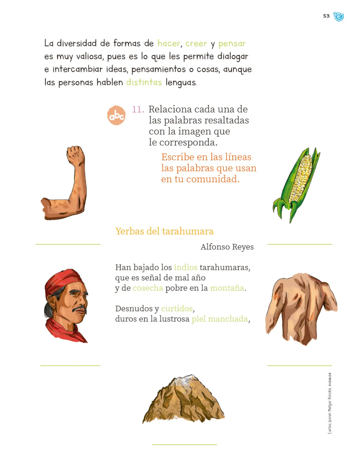 Miniatura página 54 de Múltiples lenguajes. Trazos y palabras.   Libro de Educación Primaria Grado 1°  Ciclo Escolar 2025 - 2026