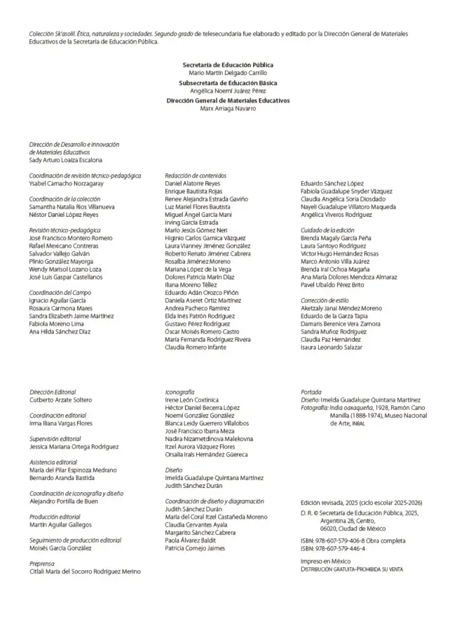 Página 3 de Colección Sk´asolil. Ética, naturaleza y sociedades. Libro de Educación Telesecundaria Grado 2° Ciclo Escolar 2025 - 2026