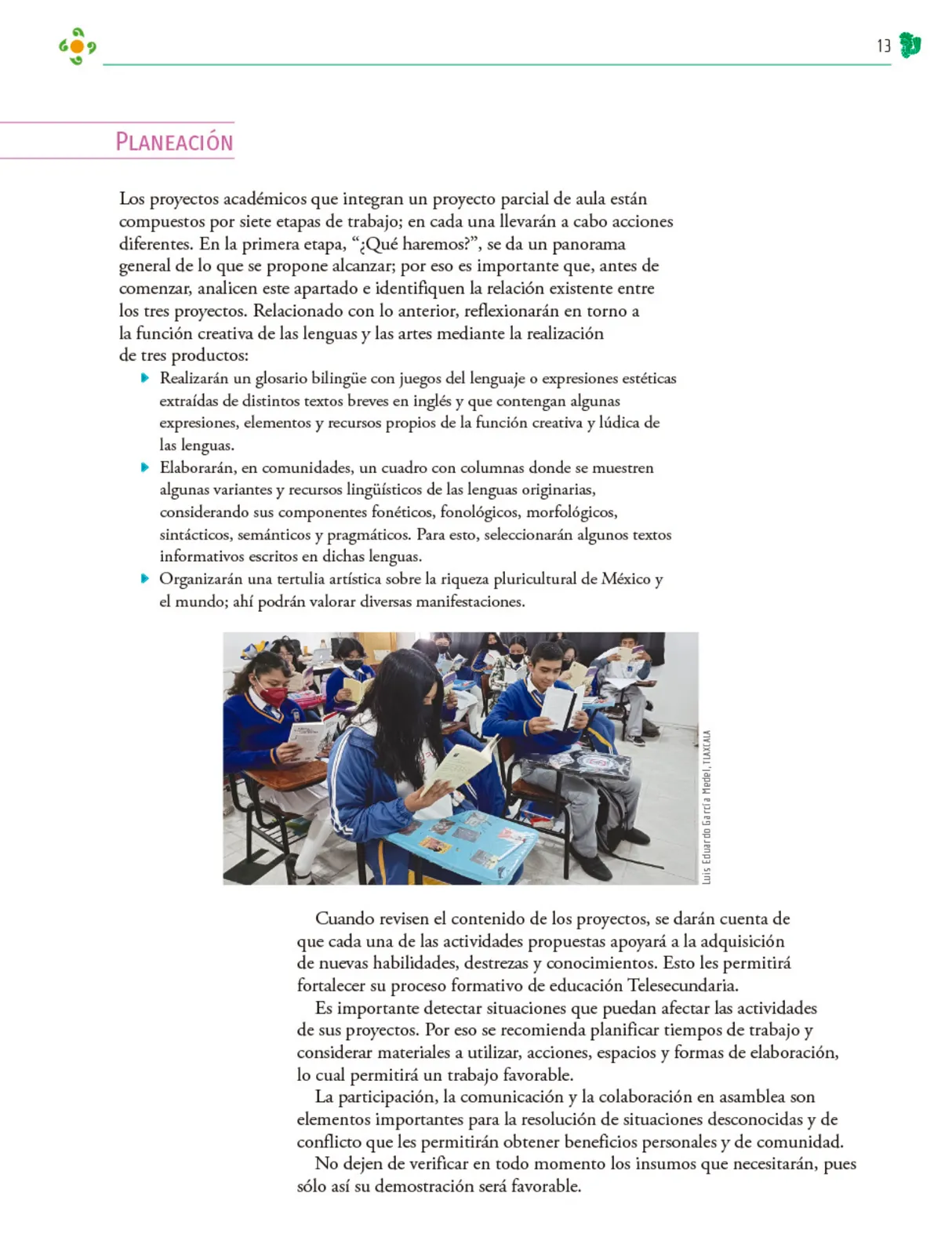 Miniatura página 14 de Colección Ximhai. Nuestro libro de Proyectos.  Tomo II.   Libro de Educación Telesecundaria Grado 1°  Ciclo Escolar 2025 - 2026
