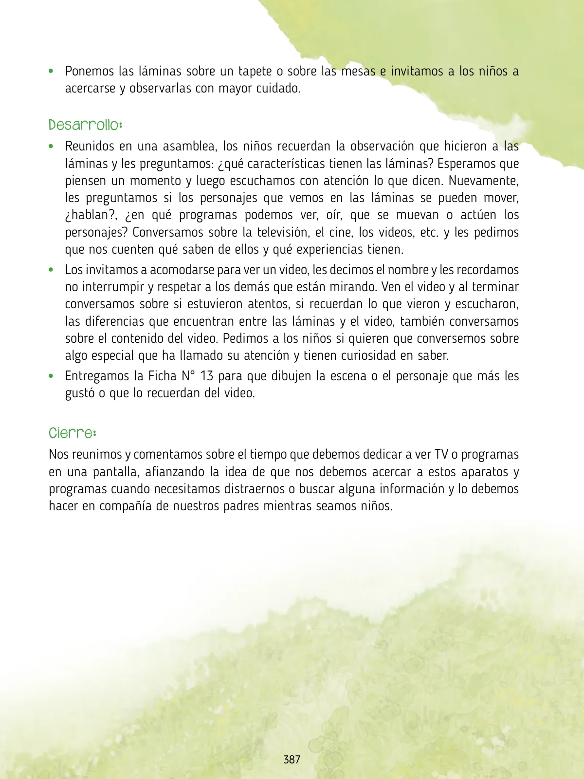 Miniatura página 389 de Agenda pedagógica 2017-2018 para docentes de II Ciclo de Instituciones de nivel de Educación Inicial · 2017
