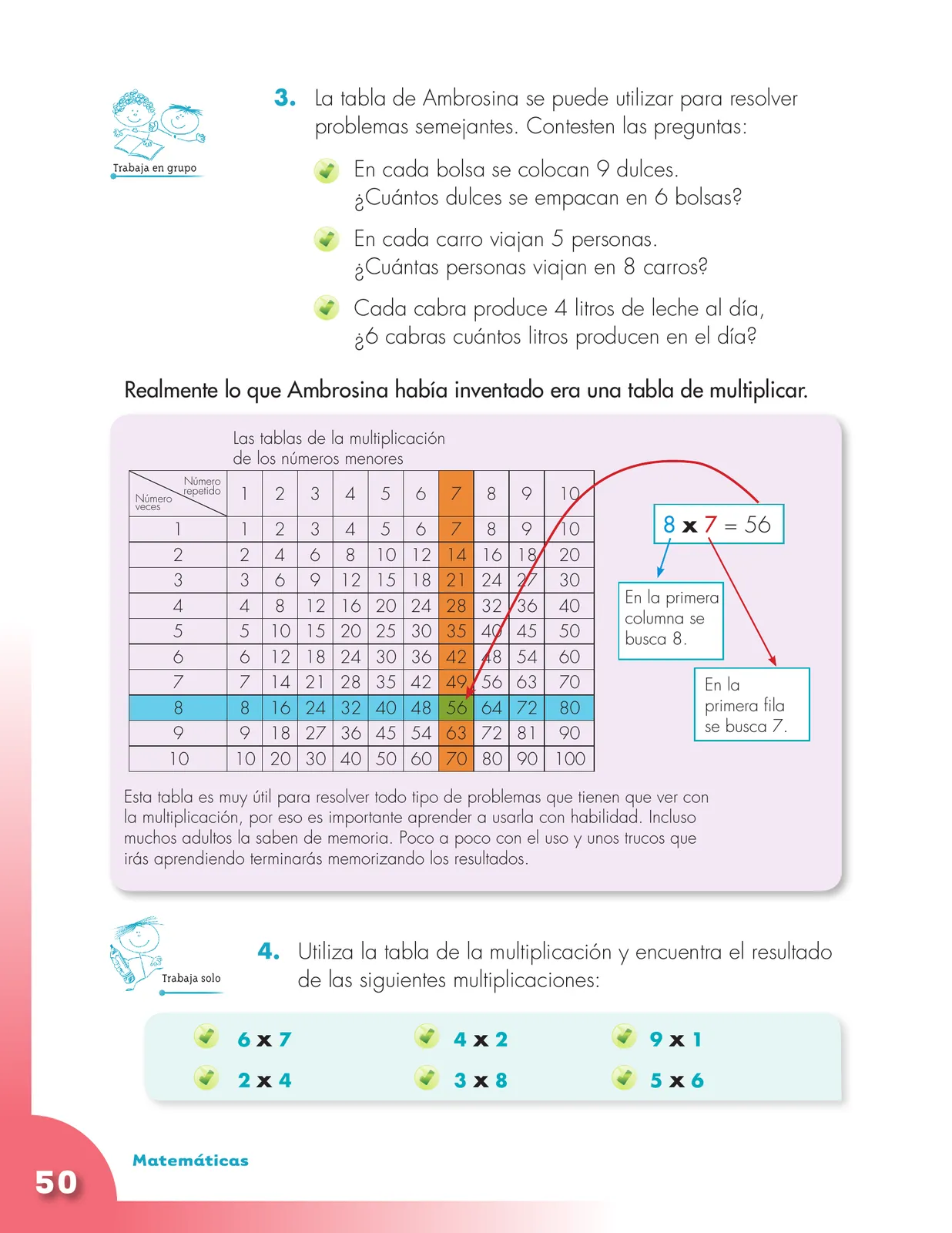 Página 50 de Matematica 3° · Cartilla 01