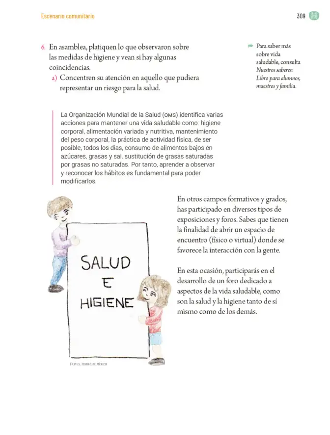 Página 312 de Proyectos Comunitarios. Libro de Educación Primaria Grado 5° Ciclo Escolar 2025 - 2026