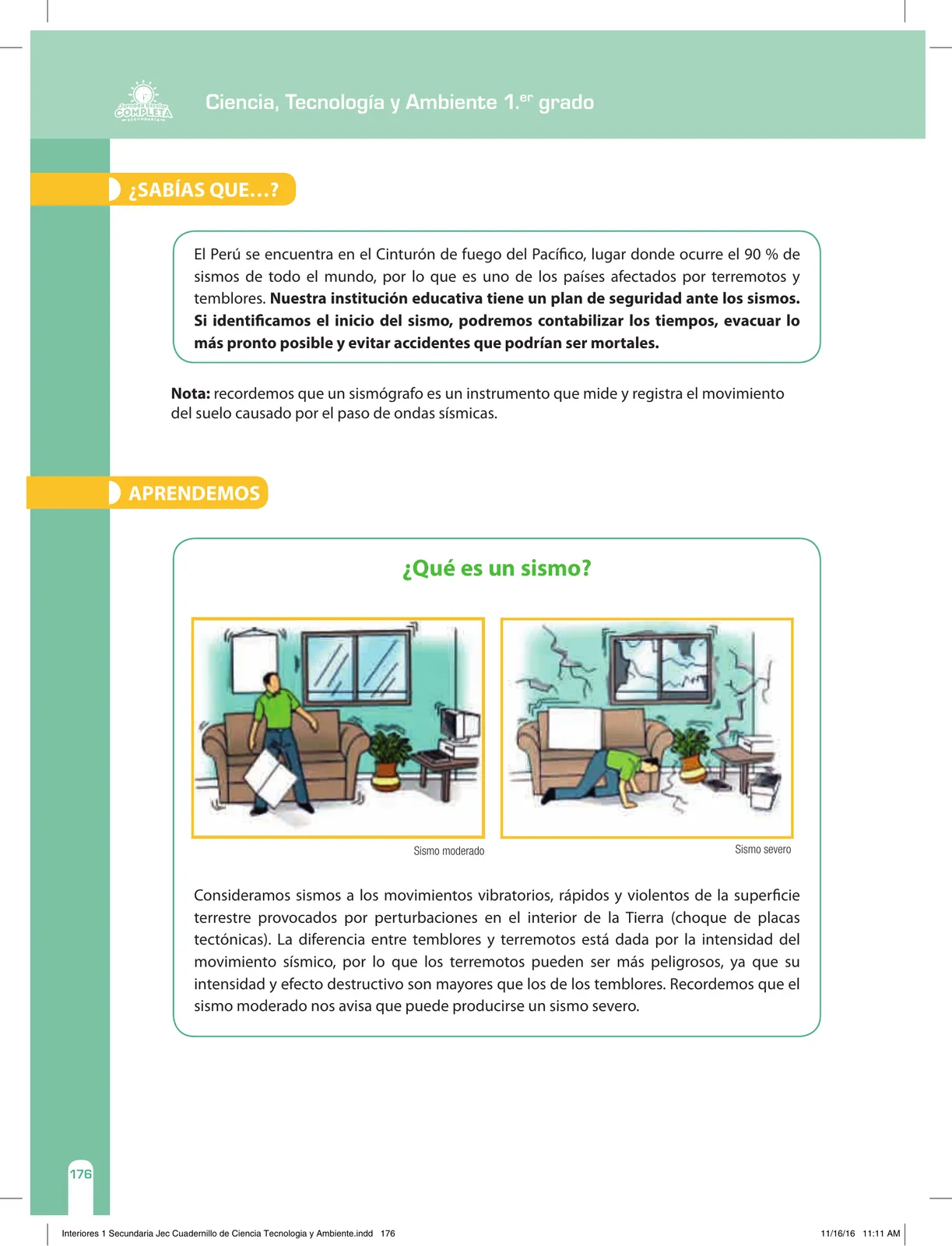 Página 176 de Ciencia, Tecnología y Ambiente 1. Cuaderno de reforzamiento pedagógico - JEC · 2016