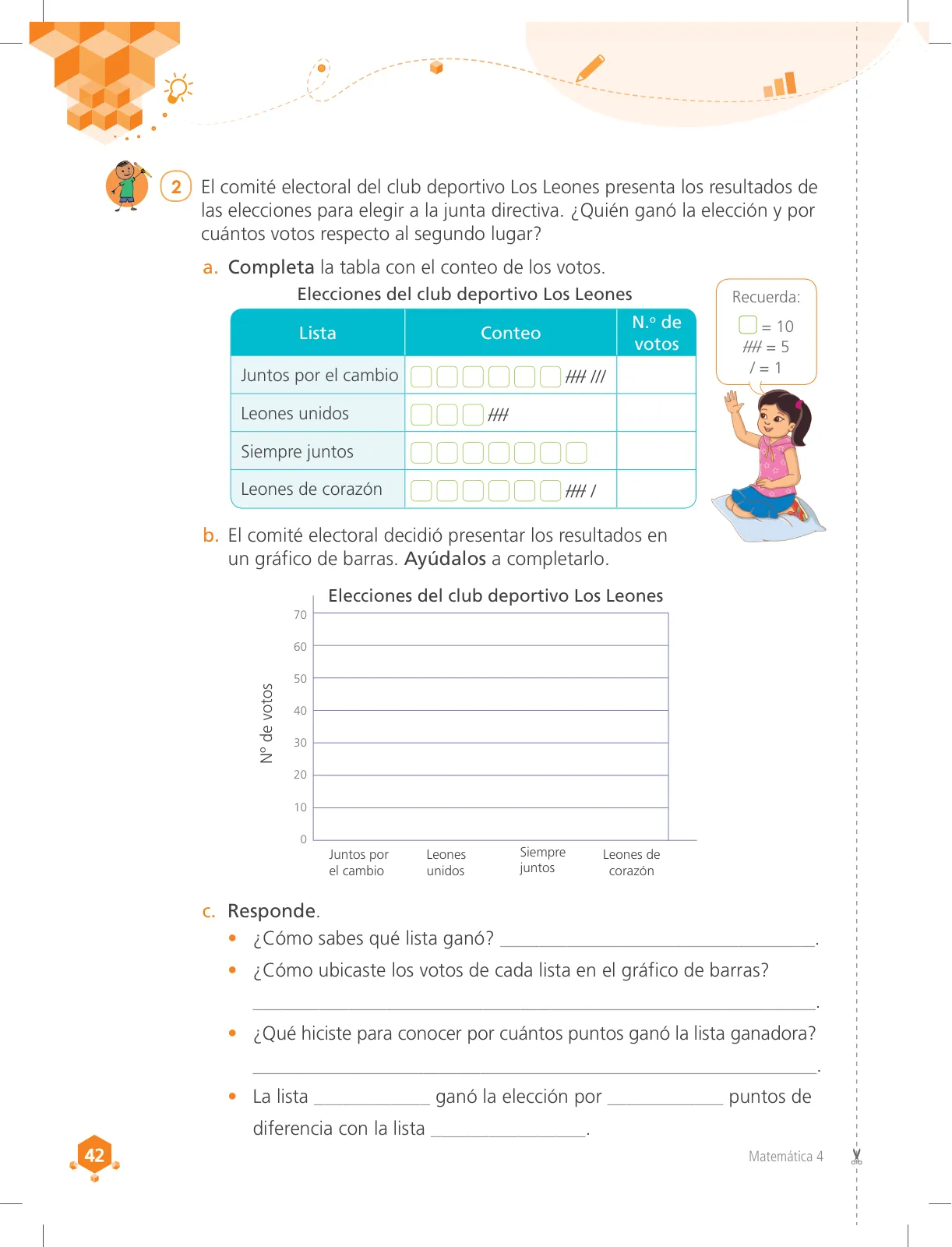 Miniatura página 42 de Matemática 4 : cuaderno de trabajo para cuarto grado de Educación Primaria 2018 · 2018