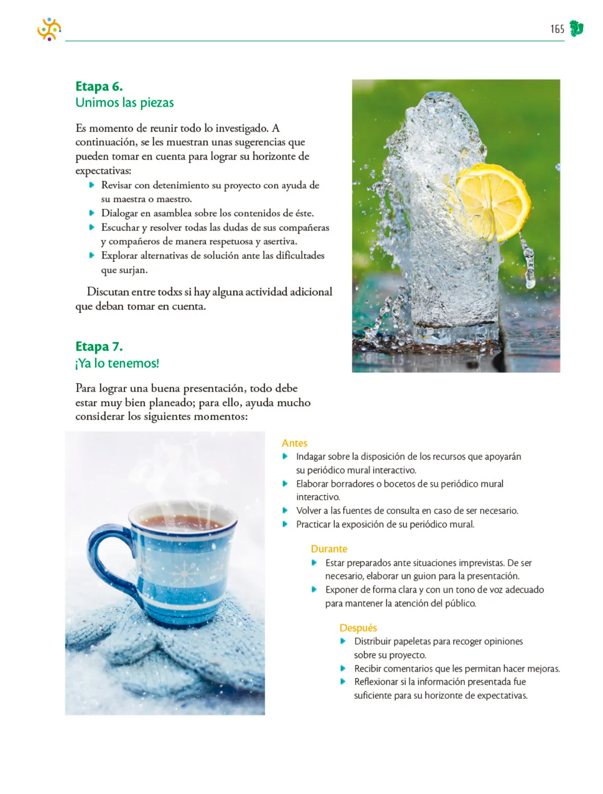 Página 166 de Colección Sk´asolil. Nuestro libro de Proyectos. Tomo I. Libro de Educación Telesecundaria Grado 2° Ciclo Escolar 2025 - 2026