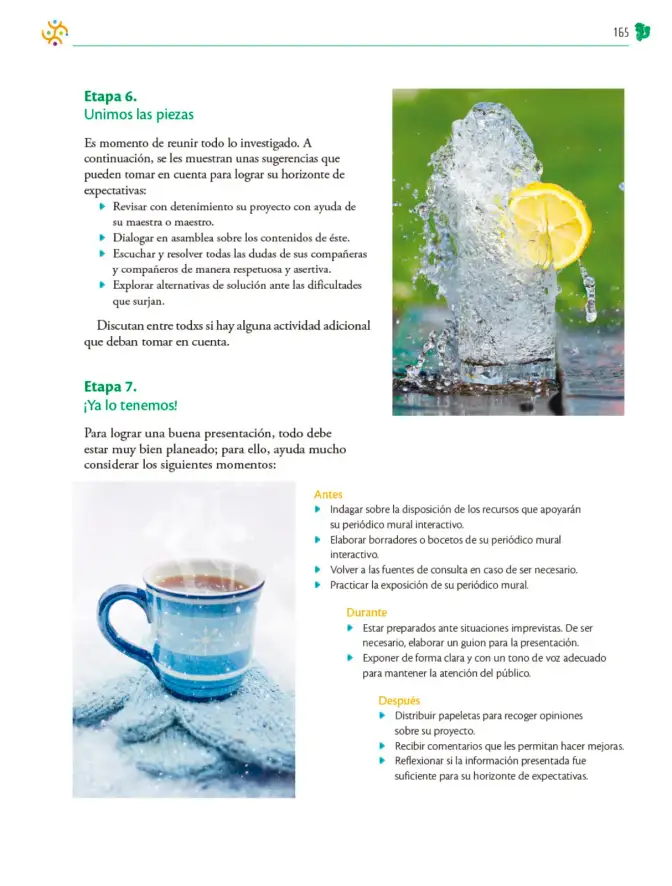 Página 166 de Colección Sk´asolil. Nuestro libro de Proyectos. Tomo I. Libro de Educación Telesecundaria Grado 2° Ciclo Escolar 2025 - 2026