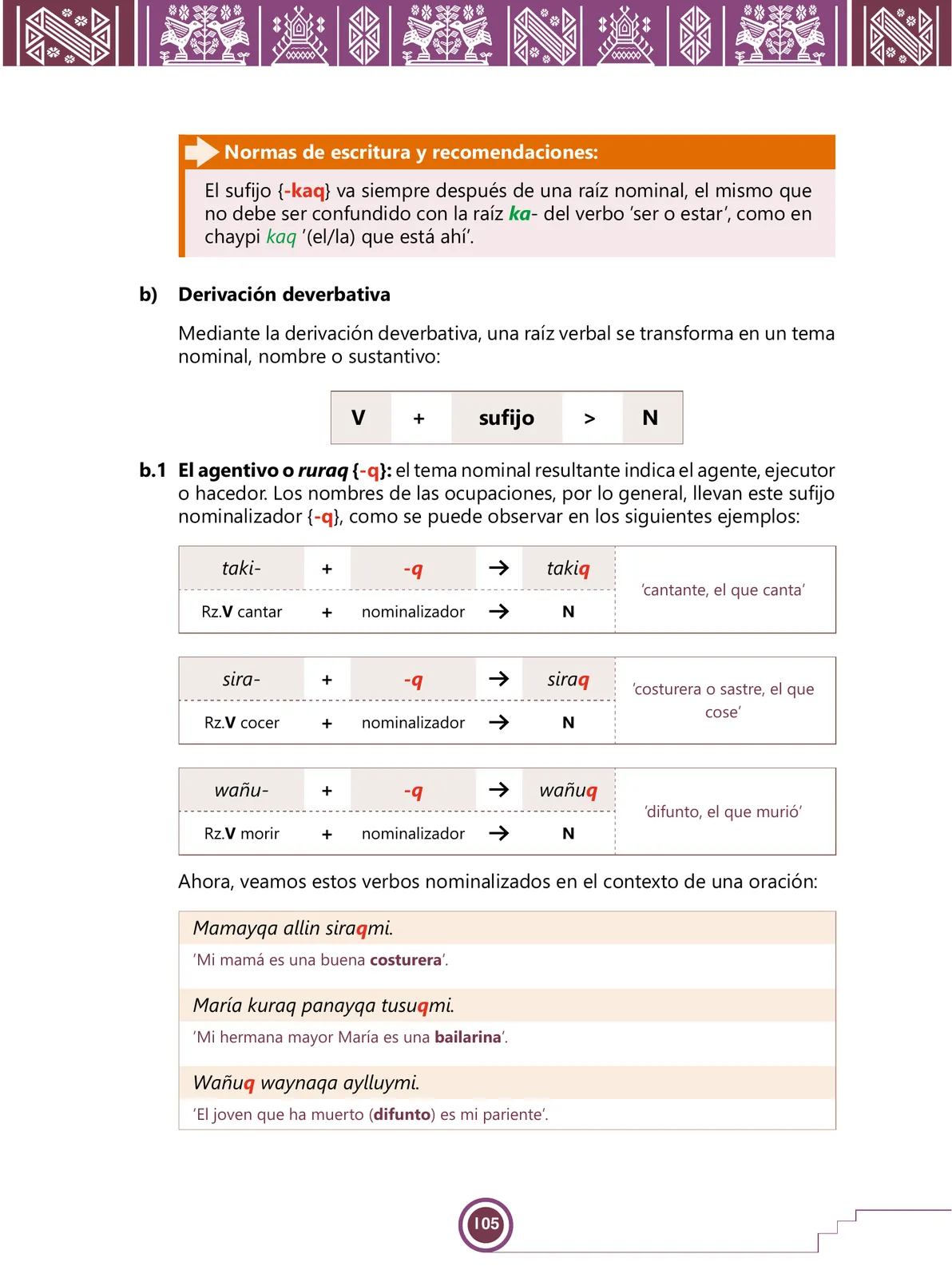 Miniatura página 107 de Urin Qichwa Qillqay Yachana Mayt'u = Manual de escritura quechua sureño · 2021