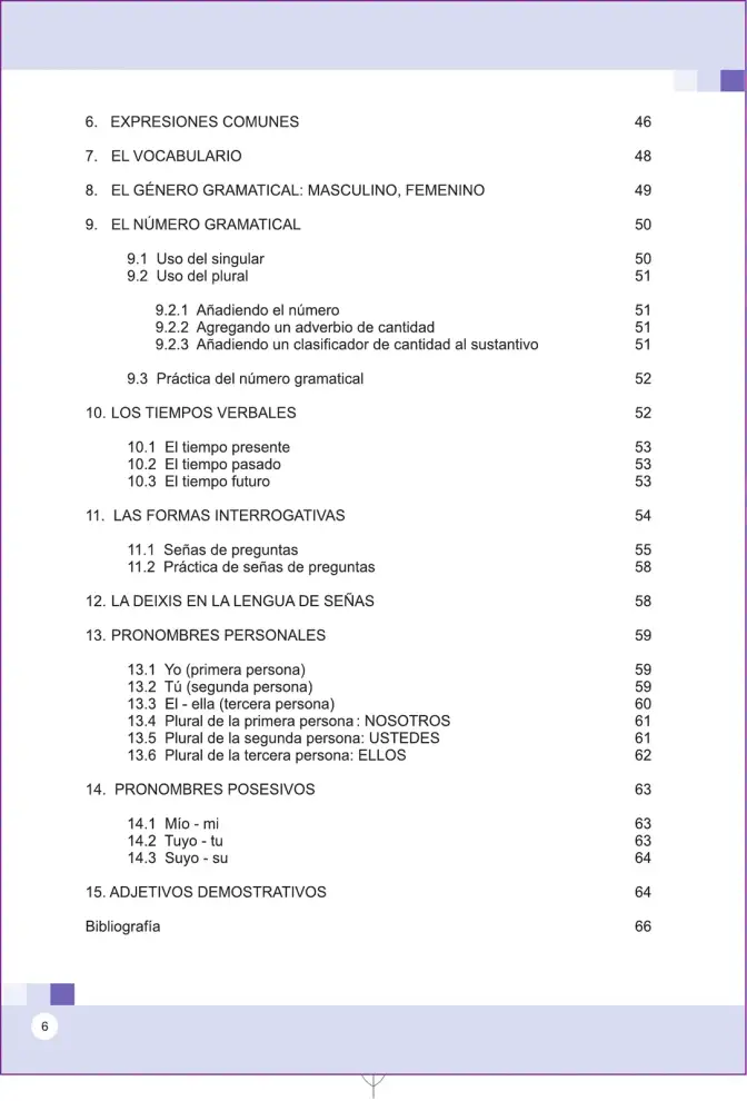 Página 6 de Lengua de señas peruana : guía para el aprendizaje de la lengua de señas peruana, vocabulario básico · 2015