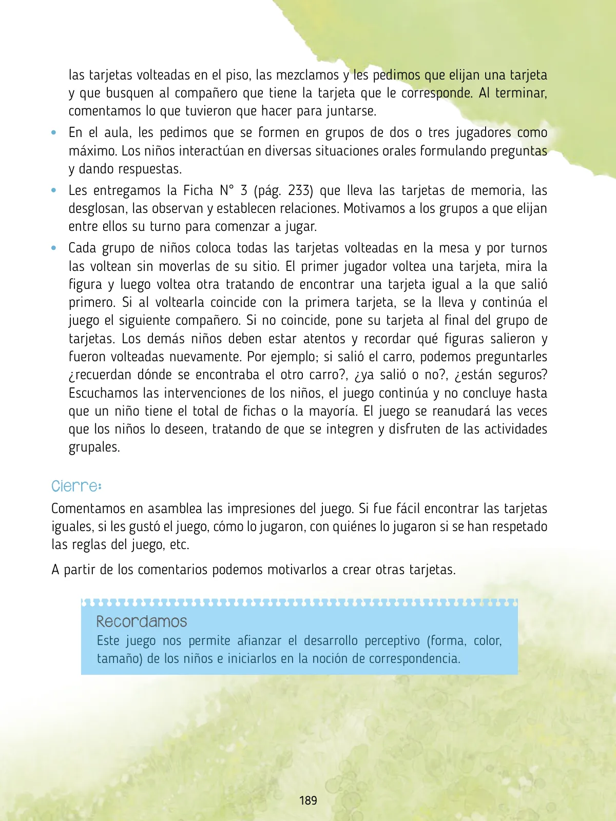 Miniatura página 191 de Agenda pedagógica 2017-2018 para docentes de II Ciclo de Instituciones de nivel de Educación Inicial · 2017