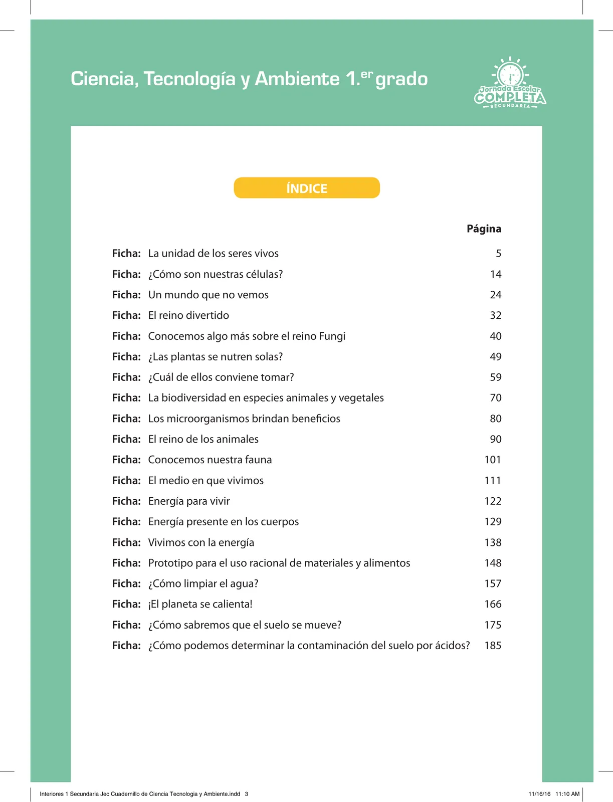 Página 3 de Ciencia, Tecnología y Ambiente 1. Cuaderno de reforzamiento pedagógico - JEC · 2016