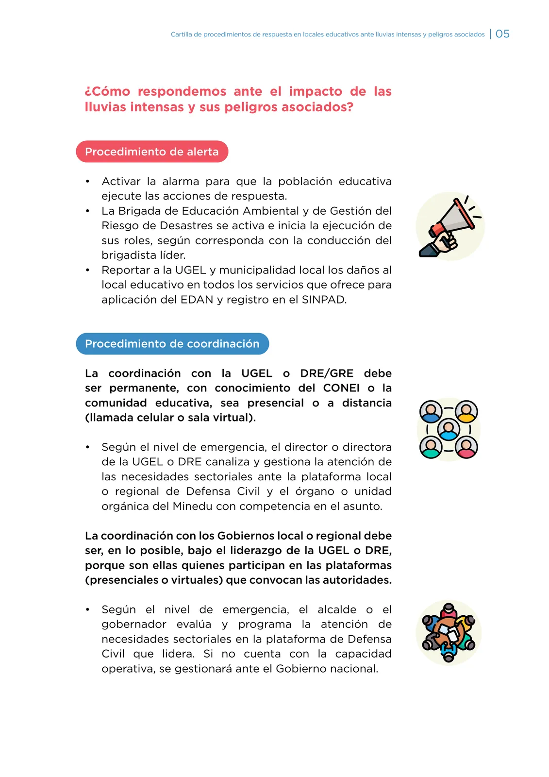 Página 5 de Medidas de respuesta en locales educativos ante lluvias intensas y peligros asociados · 2025