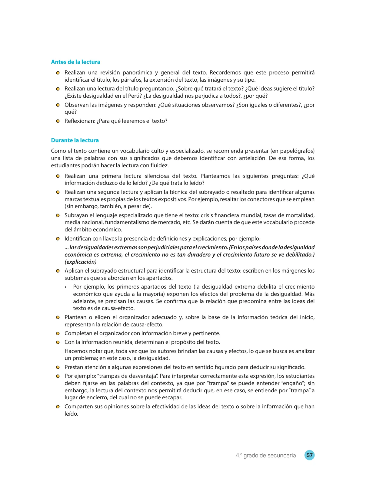 Miniatura página 59 de Comprensión lectora 4 : manual para el docente de cuarto grado de Secundaria · 2017