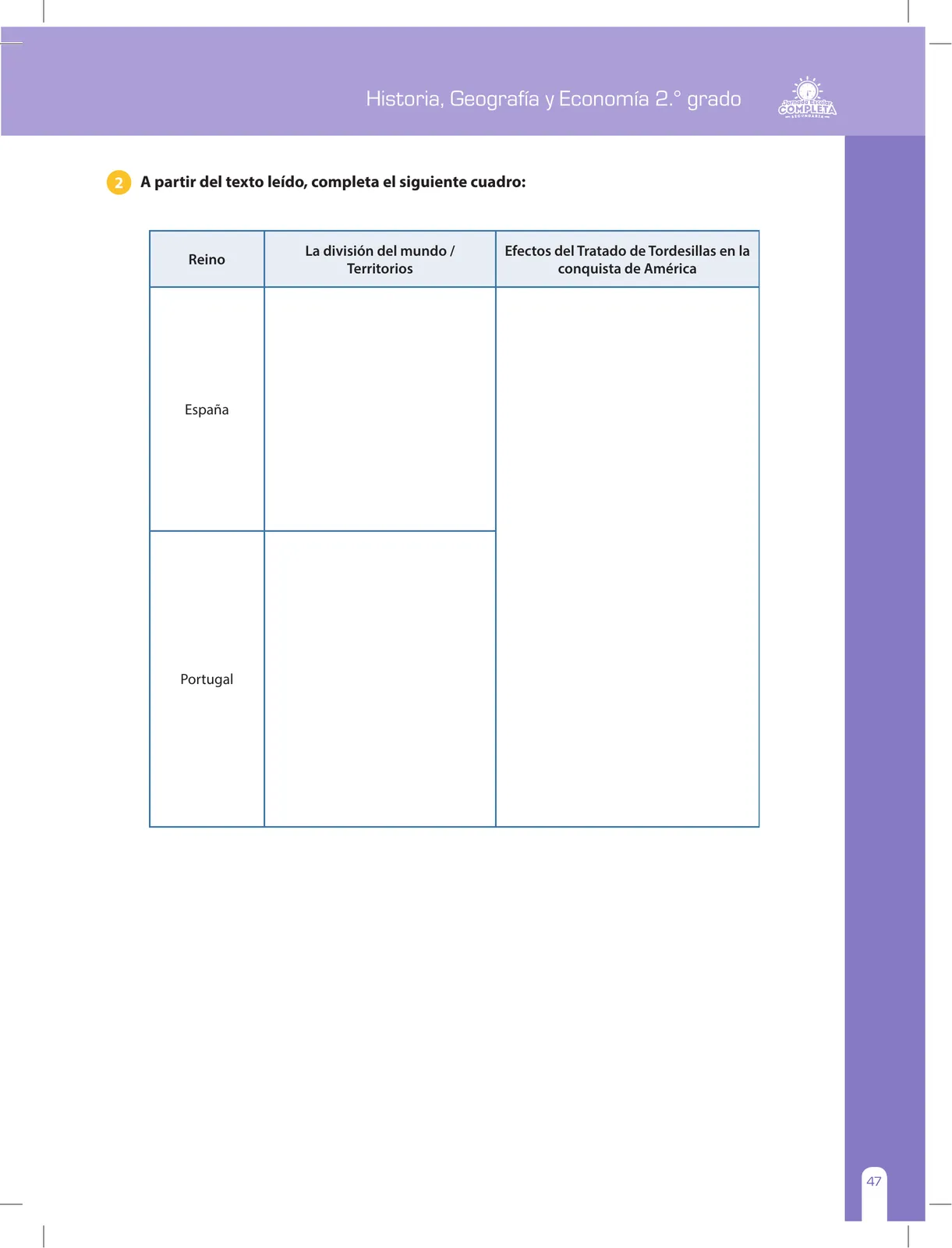 Página 47 de Historia, Geografía y Economía 2 : cuaderno de reforzamiento pedagógico - JEC ﻿ · 2016