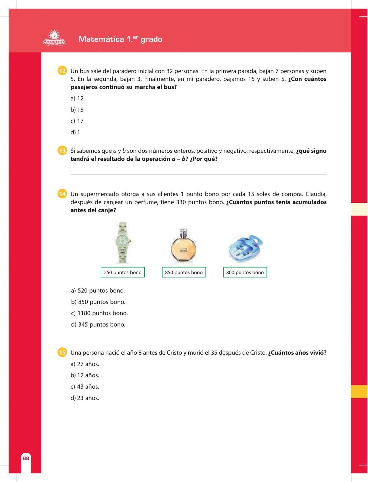 Página 68 de Matemática 1 : cuaderno de reforzamiento pedagógico - JEC · 2016