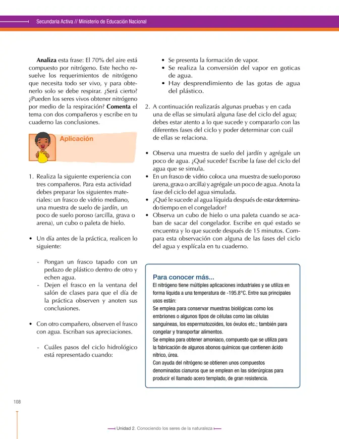 Página 108 de Ciencias Naturales 6° · Secundaria Activa