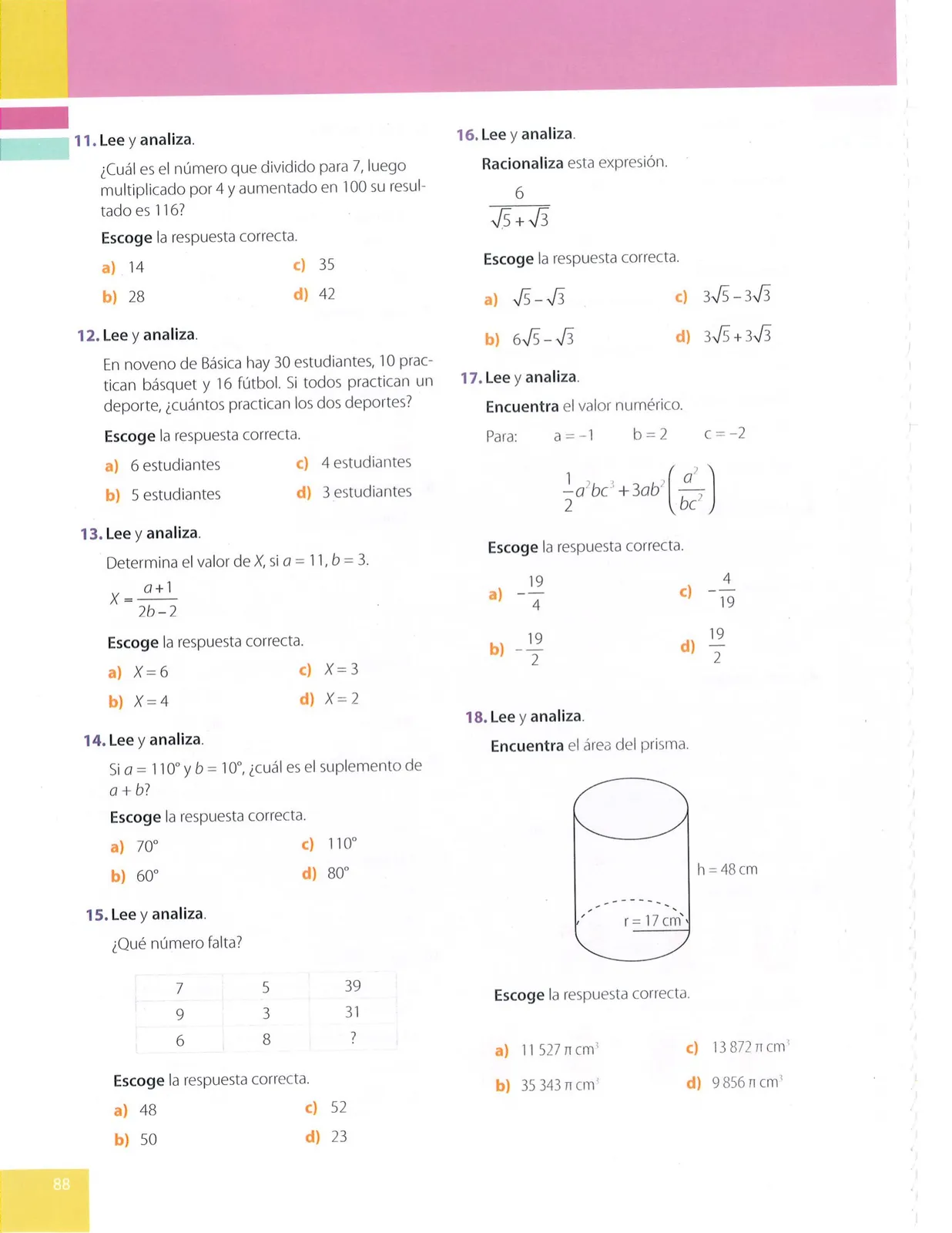 Miniatura página 88 de Matematica · 9 EGB · 2025