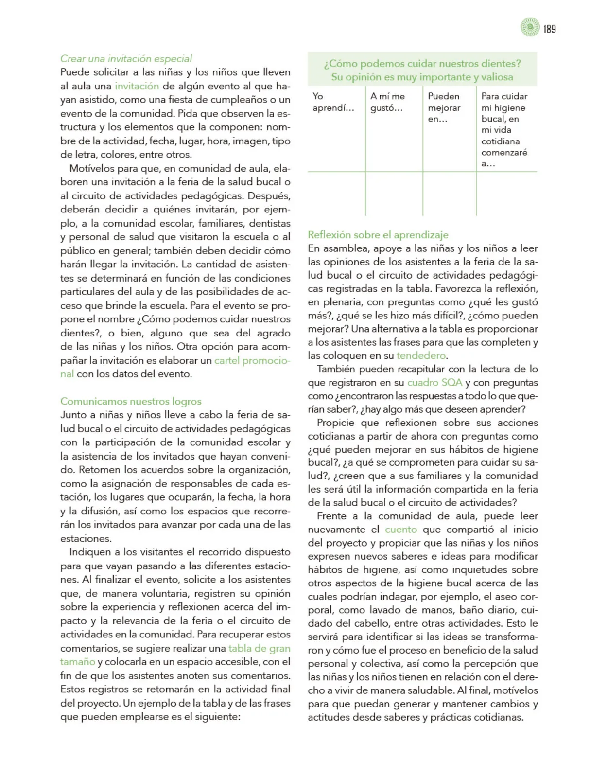 Miniatura página 190 de Modalidades de trabajo para la acción transformadora y el codiseño  Libro de Educación Preescolar Grado 1°, 2°, 3°  Ciclo Escolar 2025 - 2026