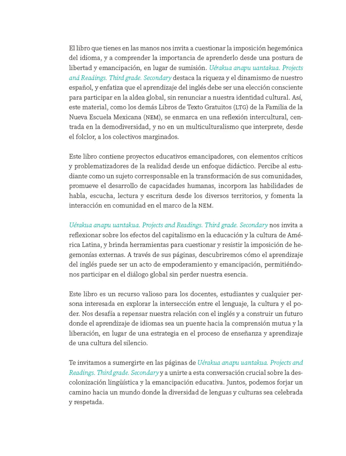 Página 5 de Uérakua anapu uantakua. Projects and Readings.  Libro de Educación Secundaria Grado 3°  Ciclo Escolar 2025 - 2026