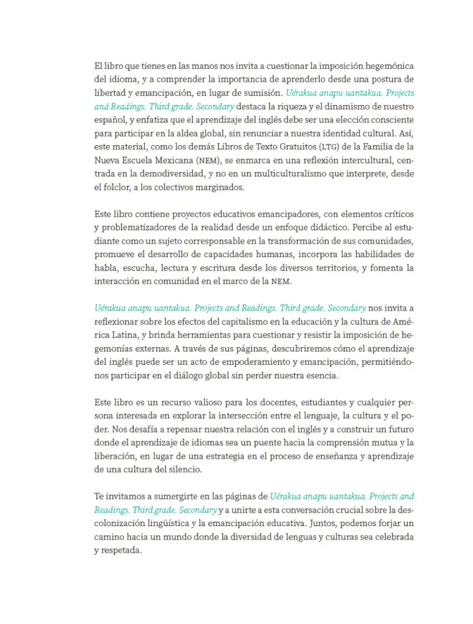 Página 5 de Uérakua anapu uantakua. Projects and Readings. Libro de Educación Secundaria Grado 3° Ciclo Escolar 2025 - 2026